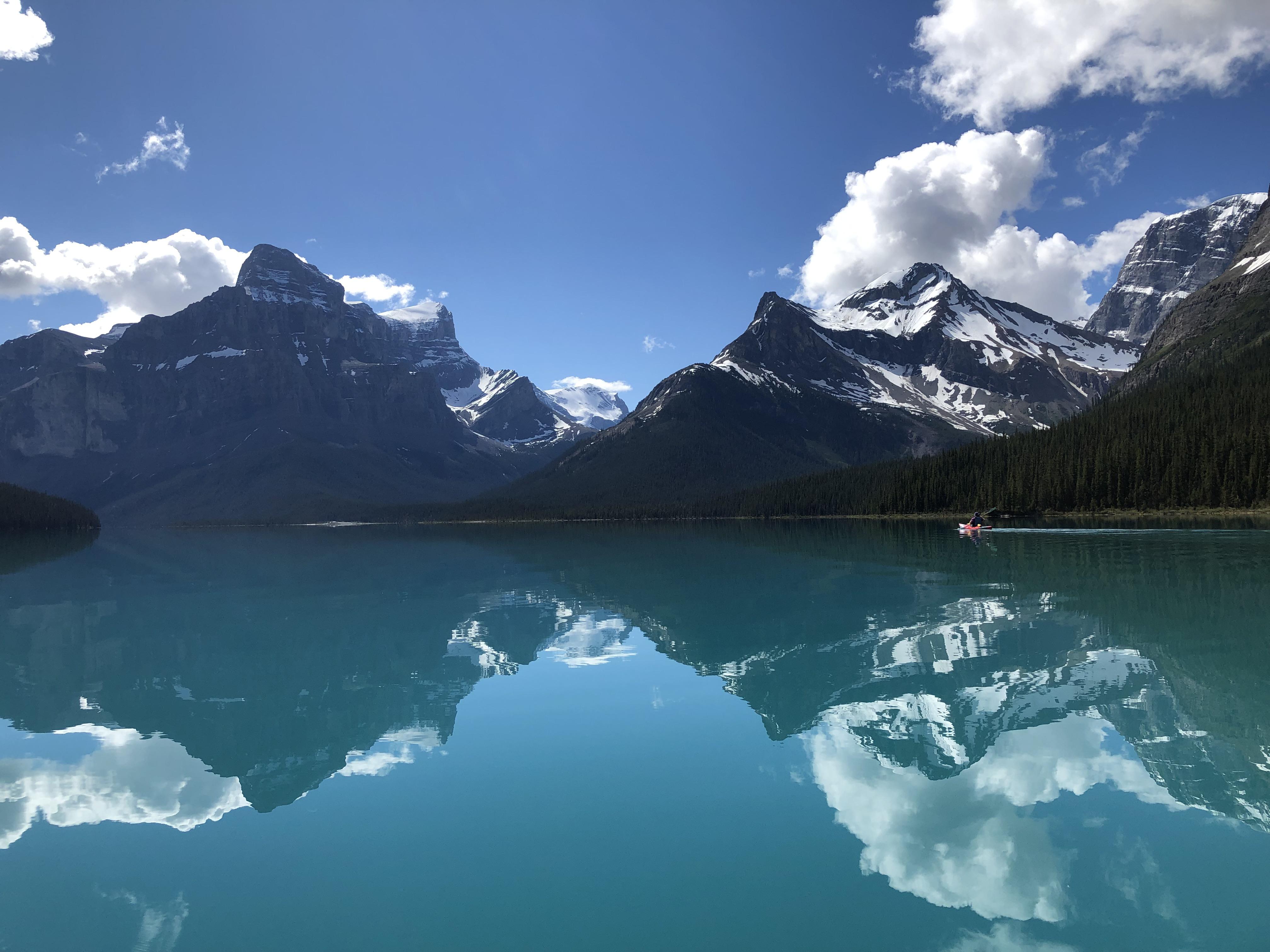Beautiful day to be in the Valley of the Gods on Lake Maligne, Jasper