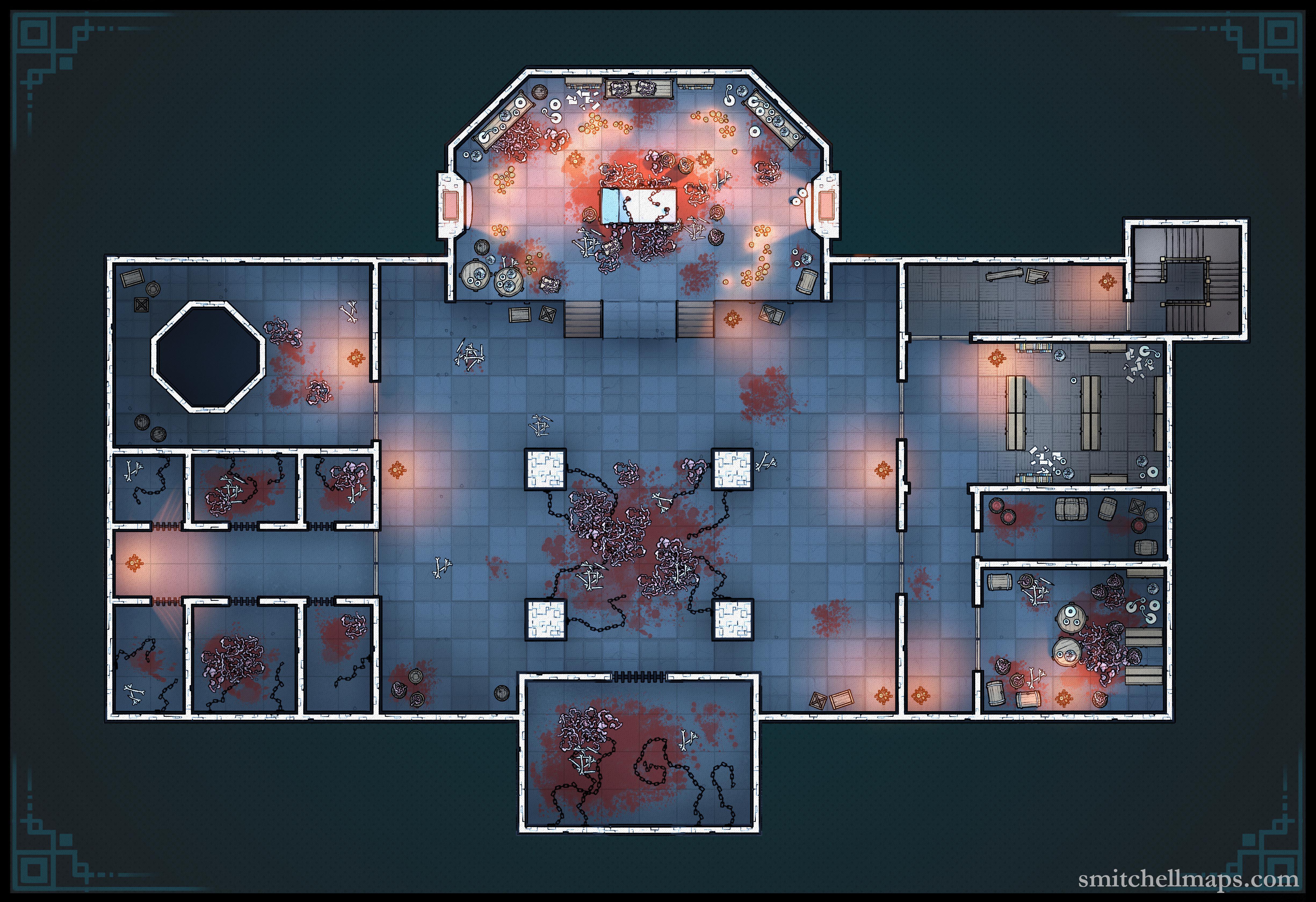 Bloody Lab High detailed horror map [35x24] r/Roll20