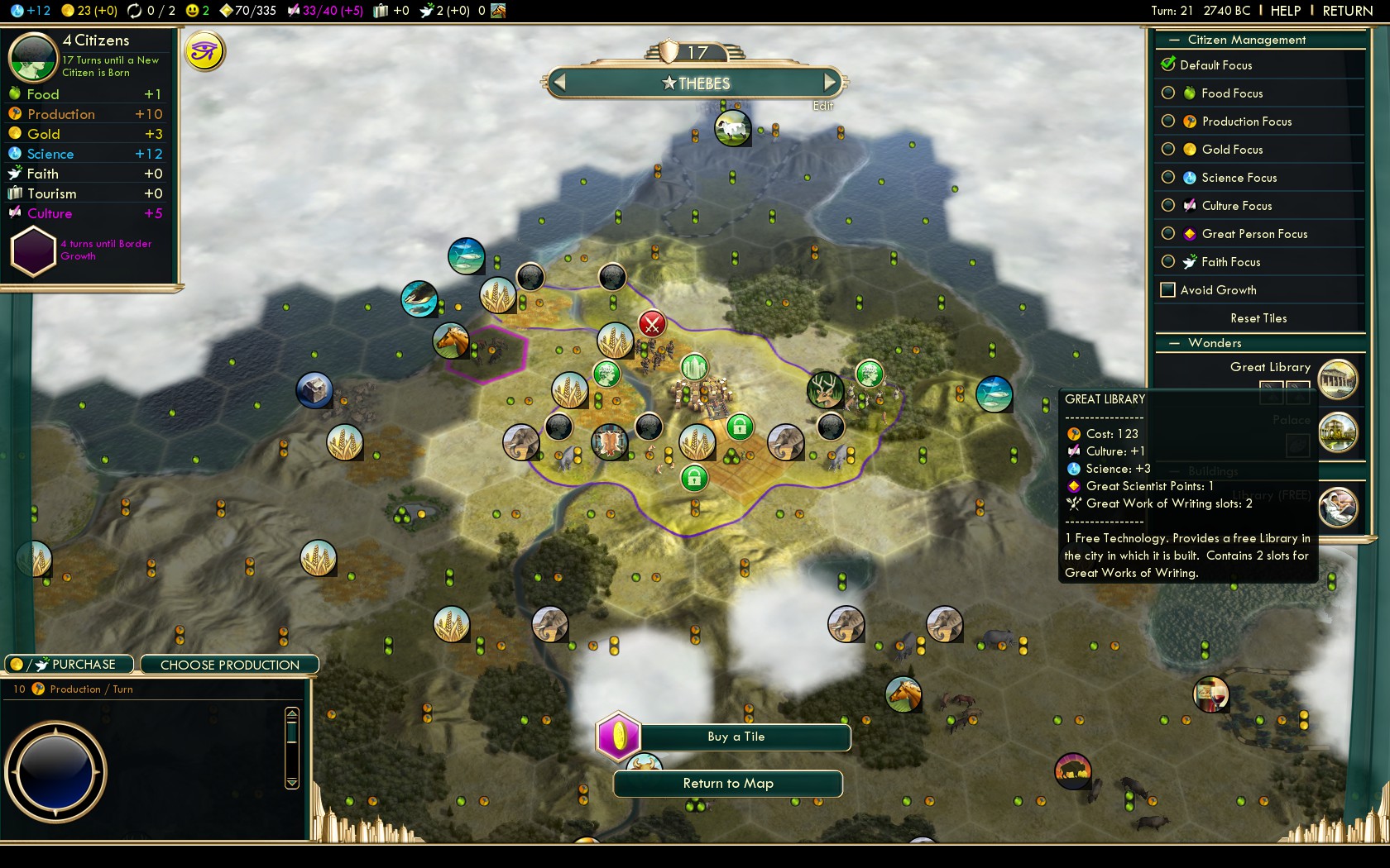The fastest Great Library Rush in Civilization 5. (Turn 21) r/civ