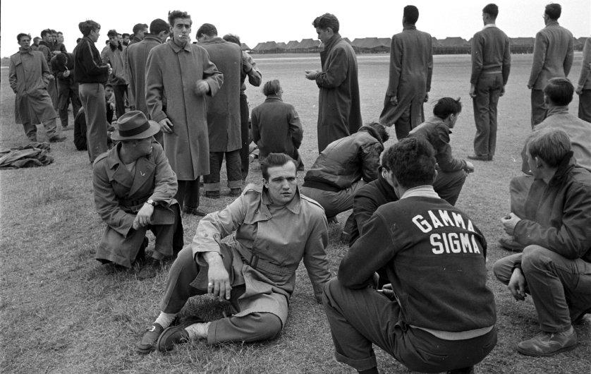 Air force recruits, Lackland AFB, TX, 1951, photo by Loomis Dean {838 x