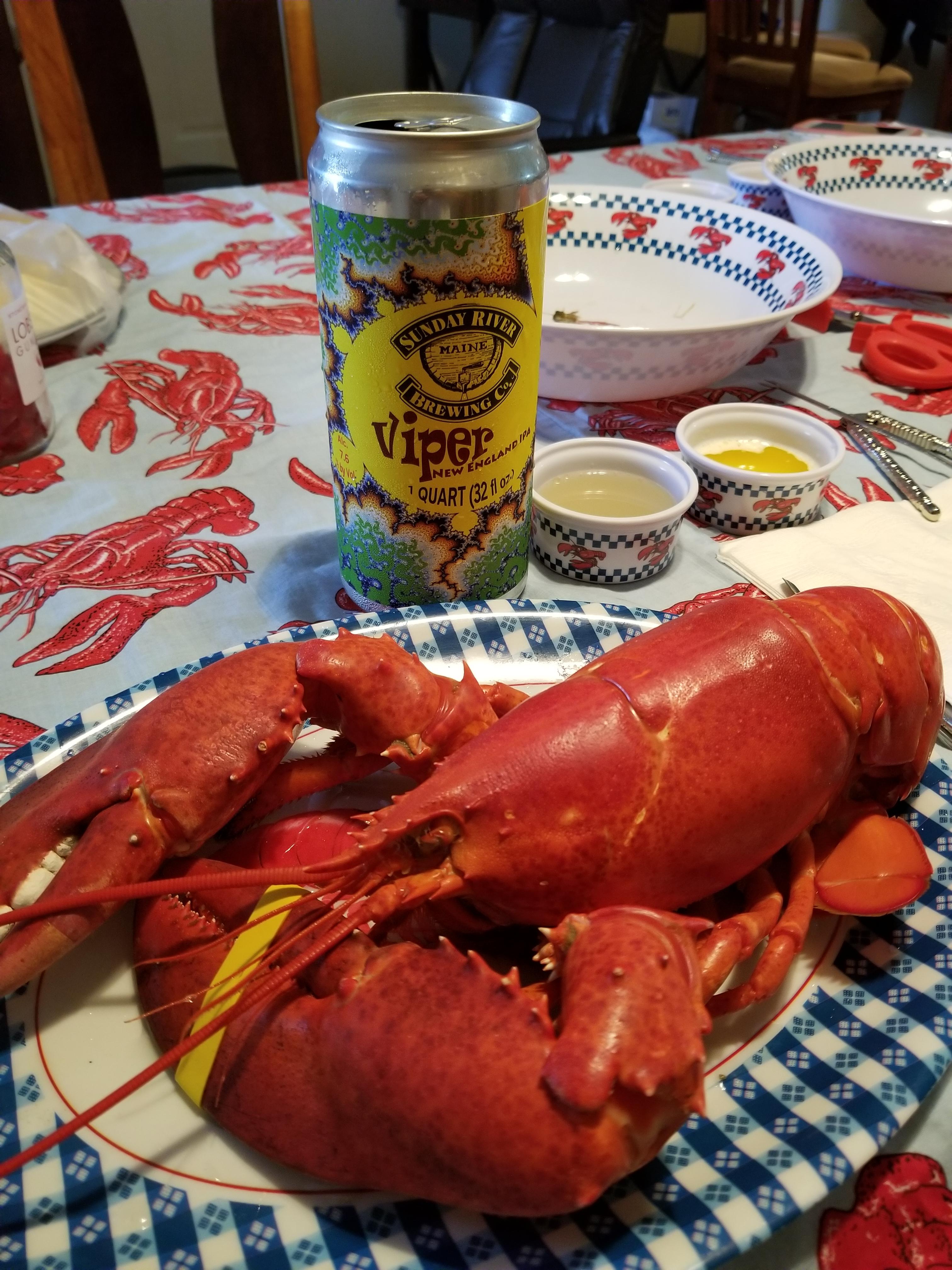 [I ate] (and drank) A two pound lobster and a quart of beer. I love