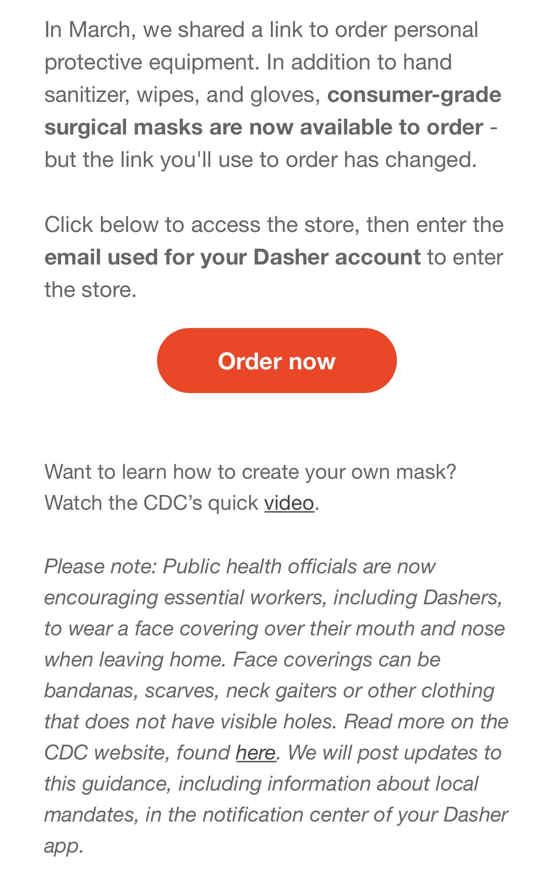 Masks now available through DD. r/doordash