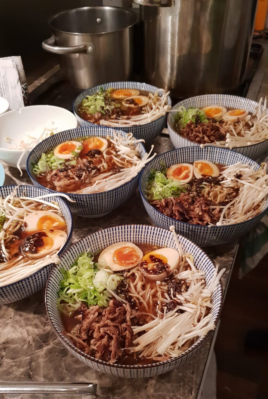 Miso Ramen with crispy pork and burnt sesame garlic chili oil r/ramen