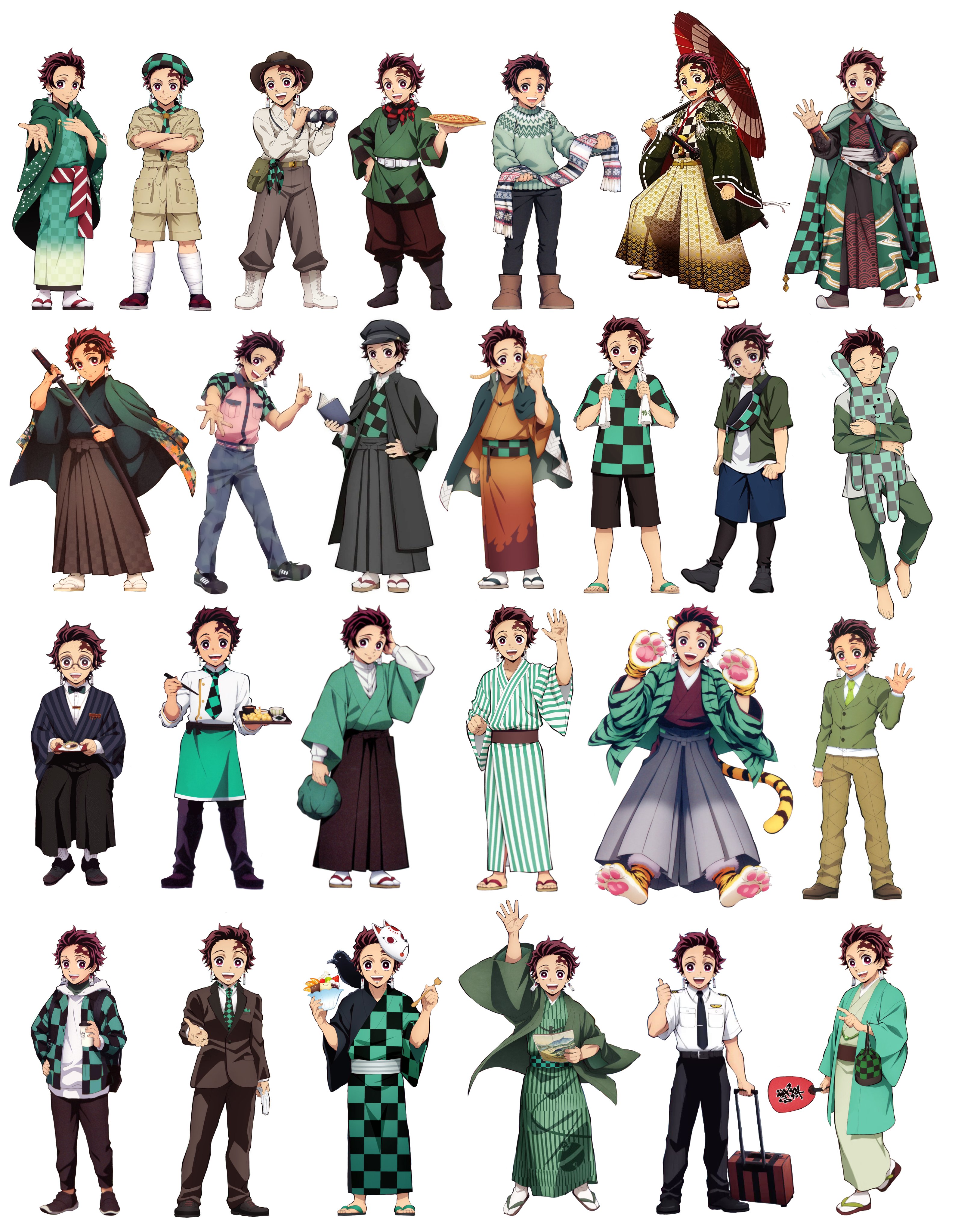 Tanjiro outfits from merchandise collaboration illustrations KimetsuNoYaiba