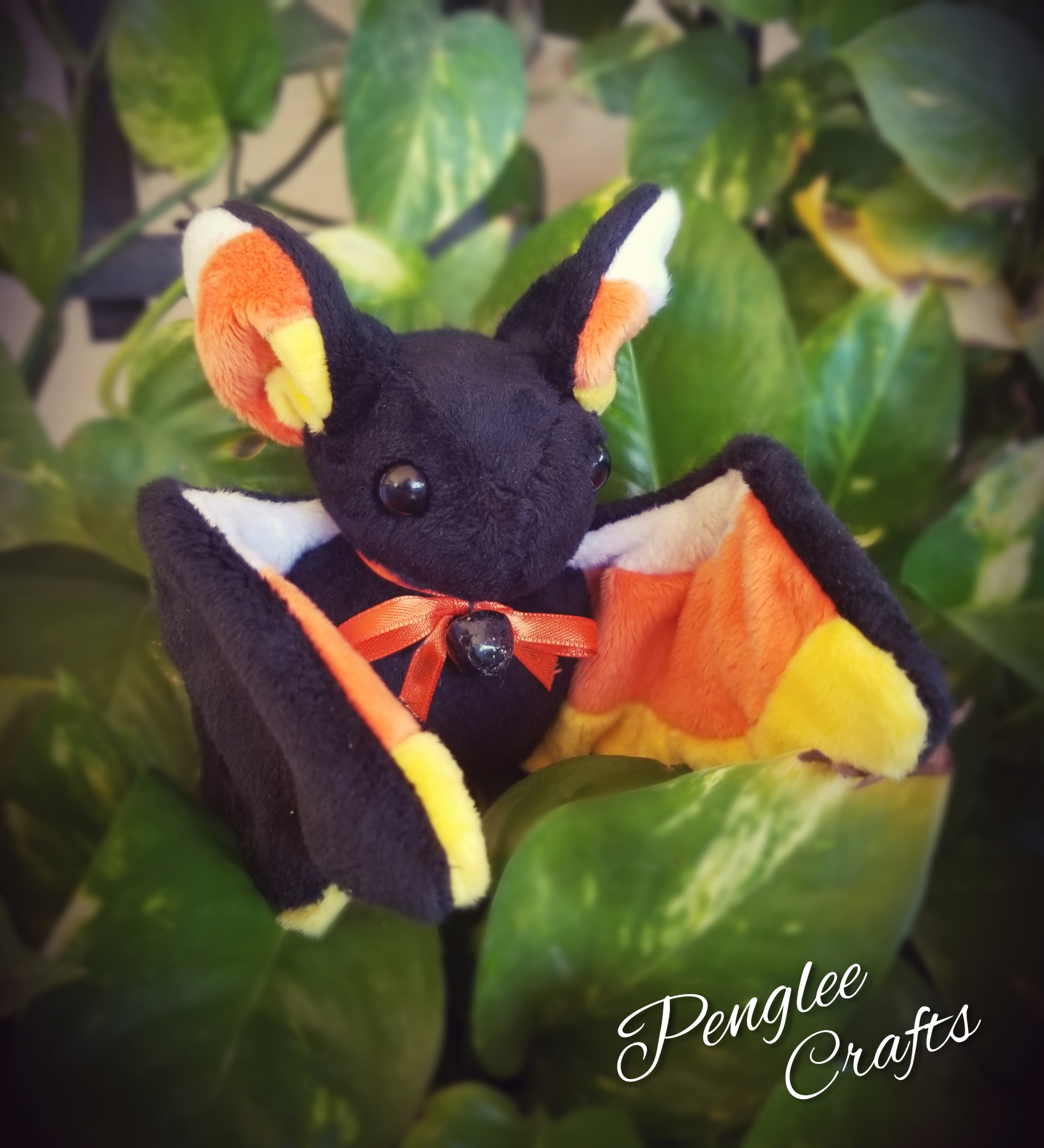 Made a spoopy candy corn Halloween Bat 🦇 r/batty