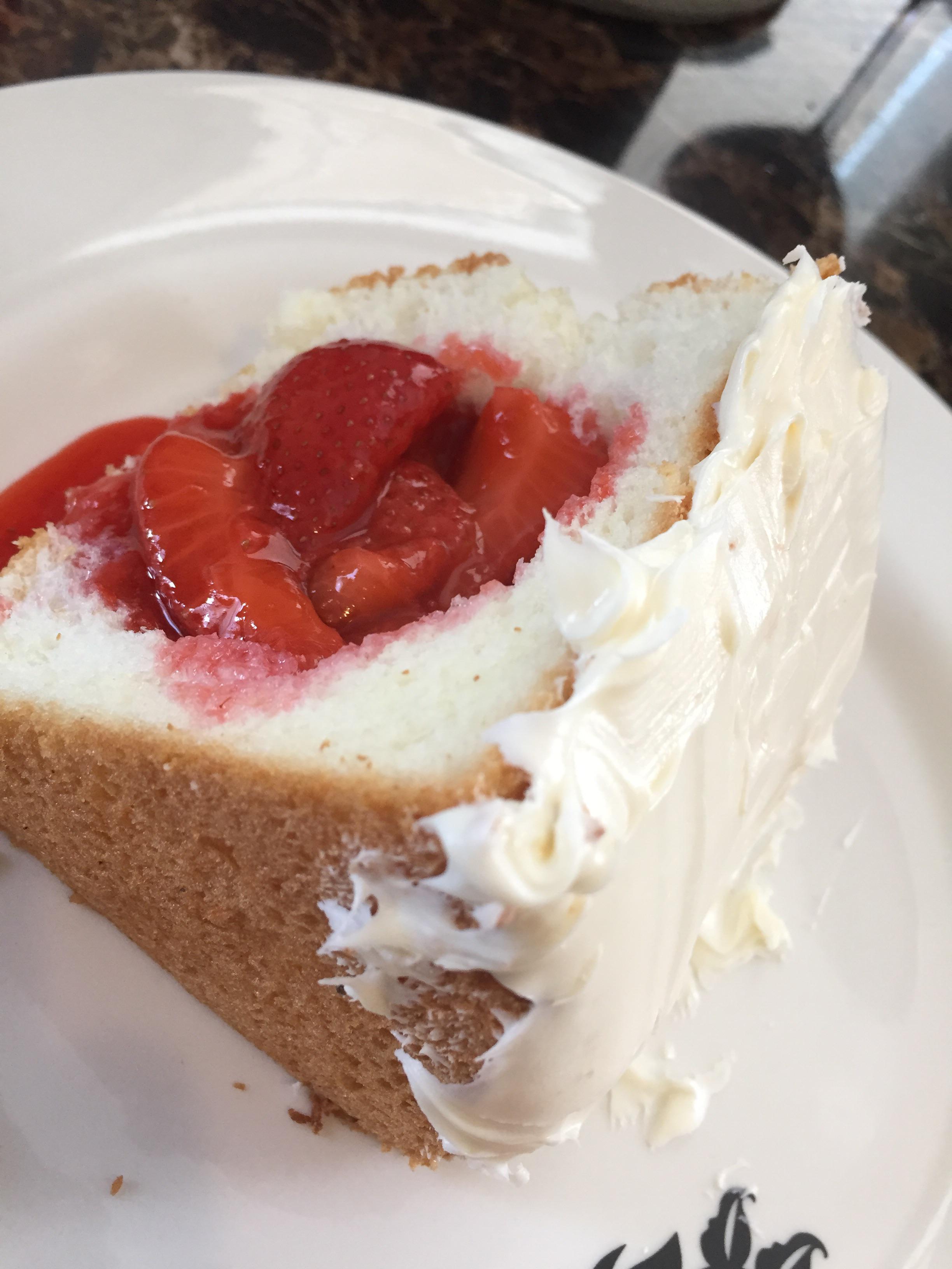 [Homemade] Betty Crocker Angel Food Cake, with cream cheese frosting