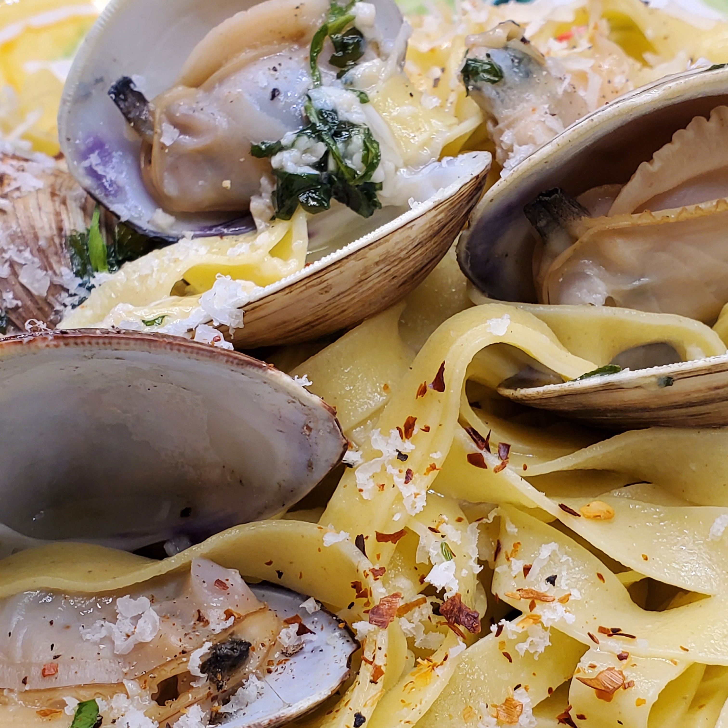 [Homemade] fresh pasta with clam sauce r/food