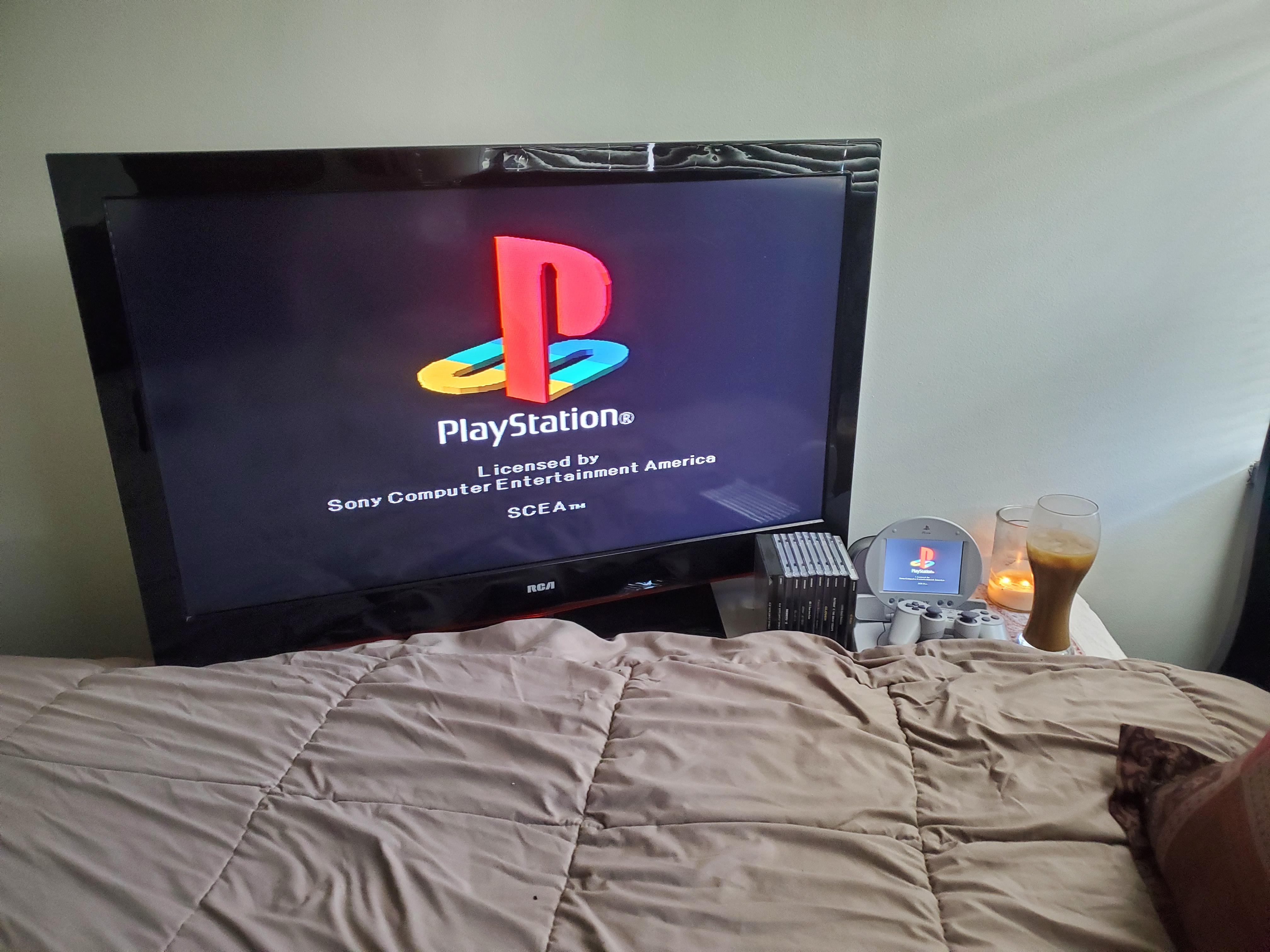 I got a new tv right next to the bed for my games. This is the best