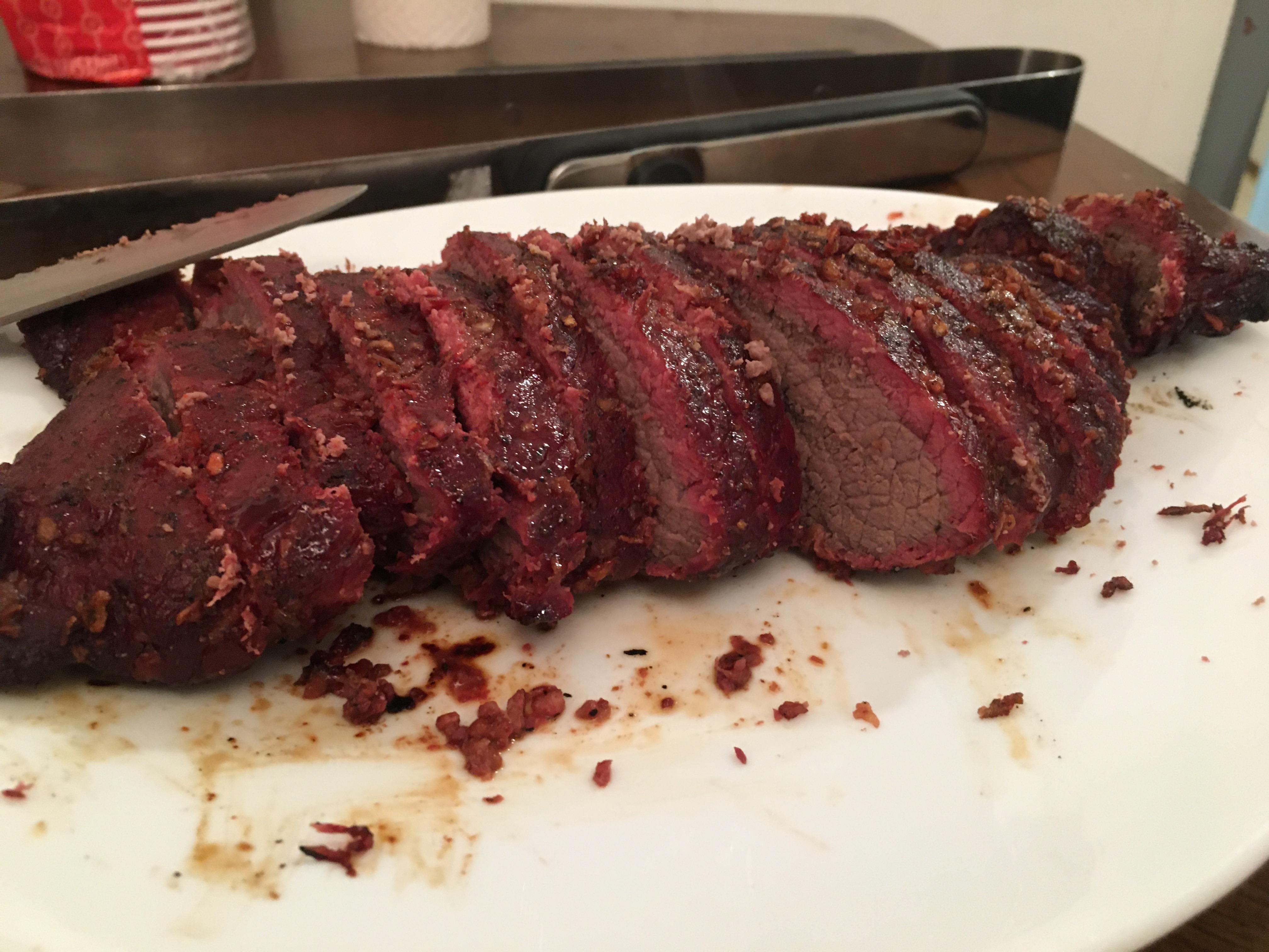 Just smoked this venison roast for 4 hours over cherry wood chips. Low n sloooooowwww r/FoodPorn