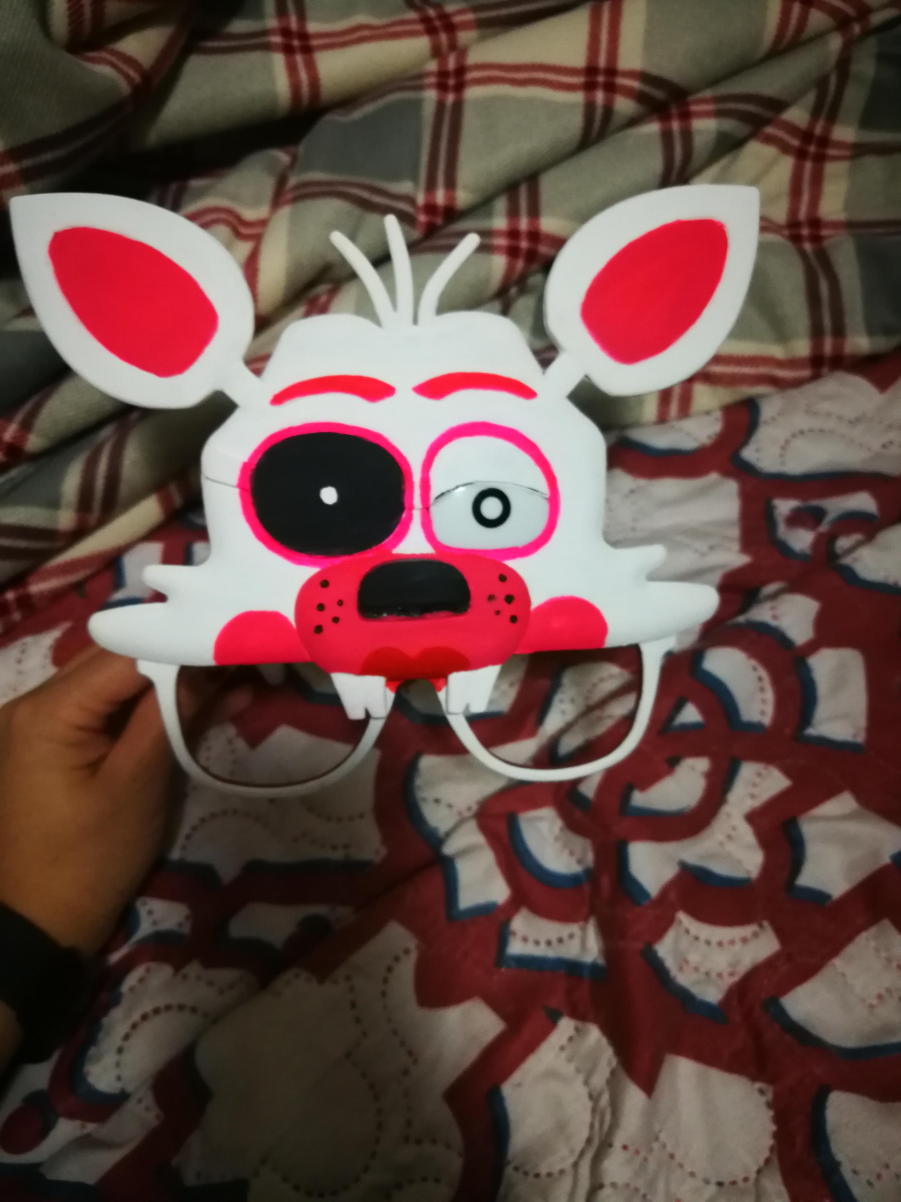 Painted this Foxy mask to Funtime Foxy for my nieces Halloween