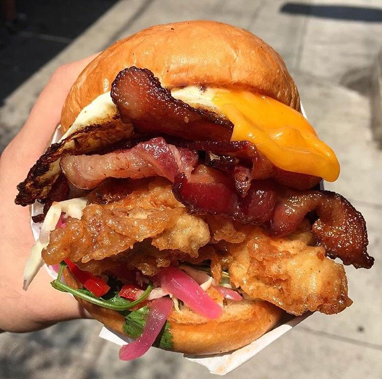 Amazing Tempura Fried Free Range Chicken Sandwich from a food truck in