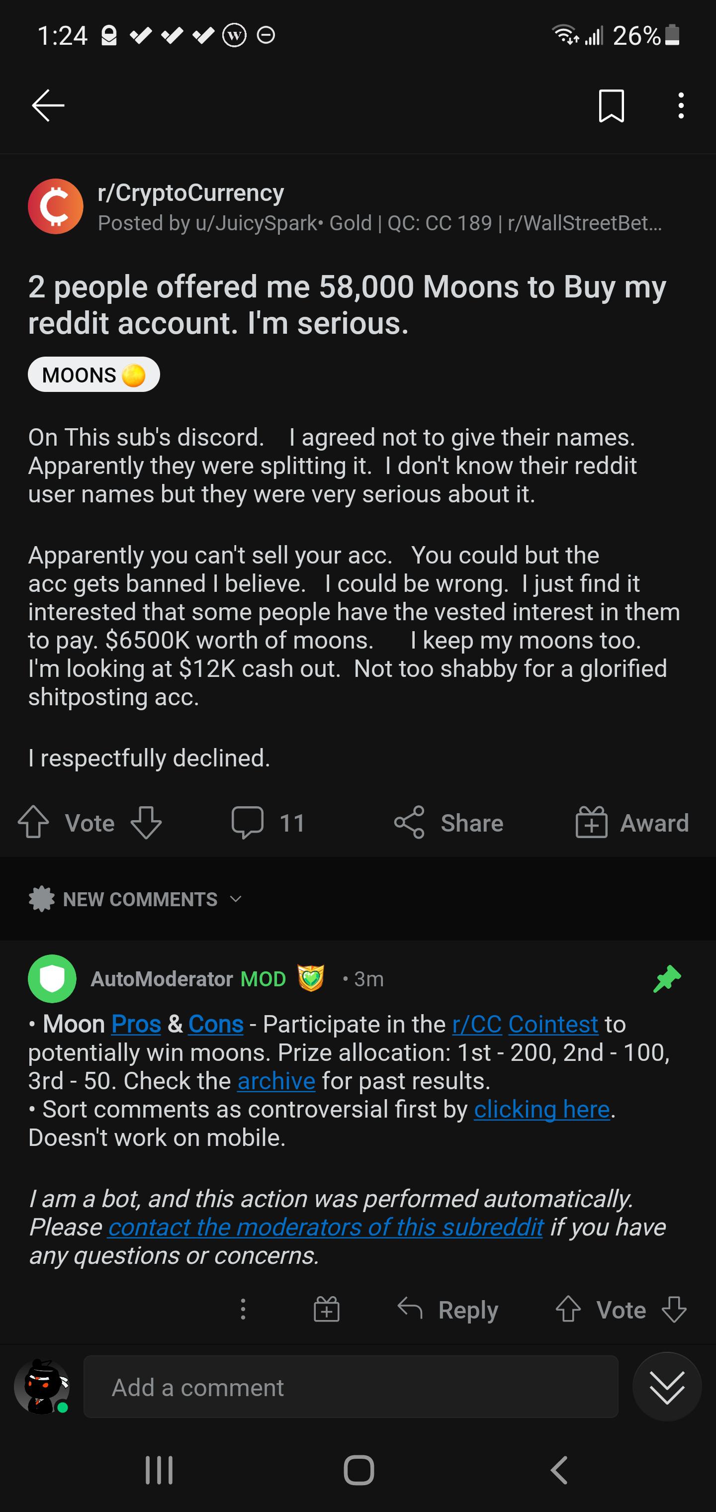 Guess how much it costs to buy a reddit account r/Superstonk