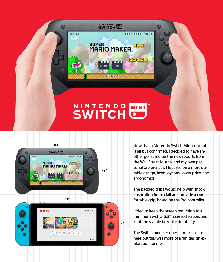 Here's my Switch "Mini" mockup, part II 5.5" screen, Pro grips