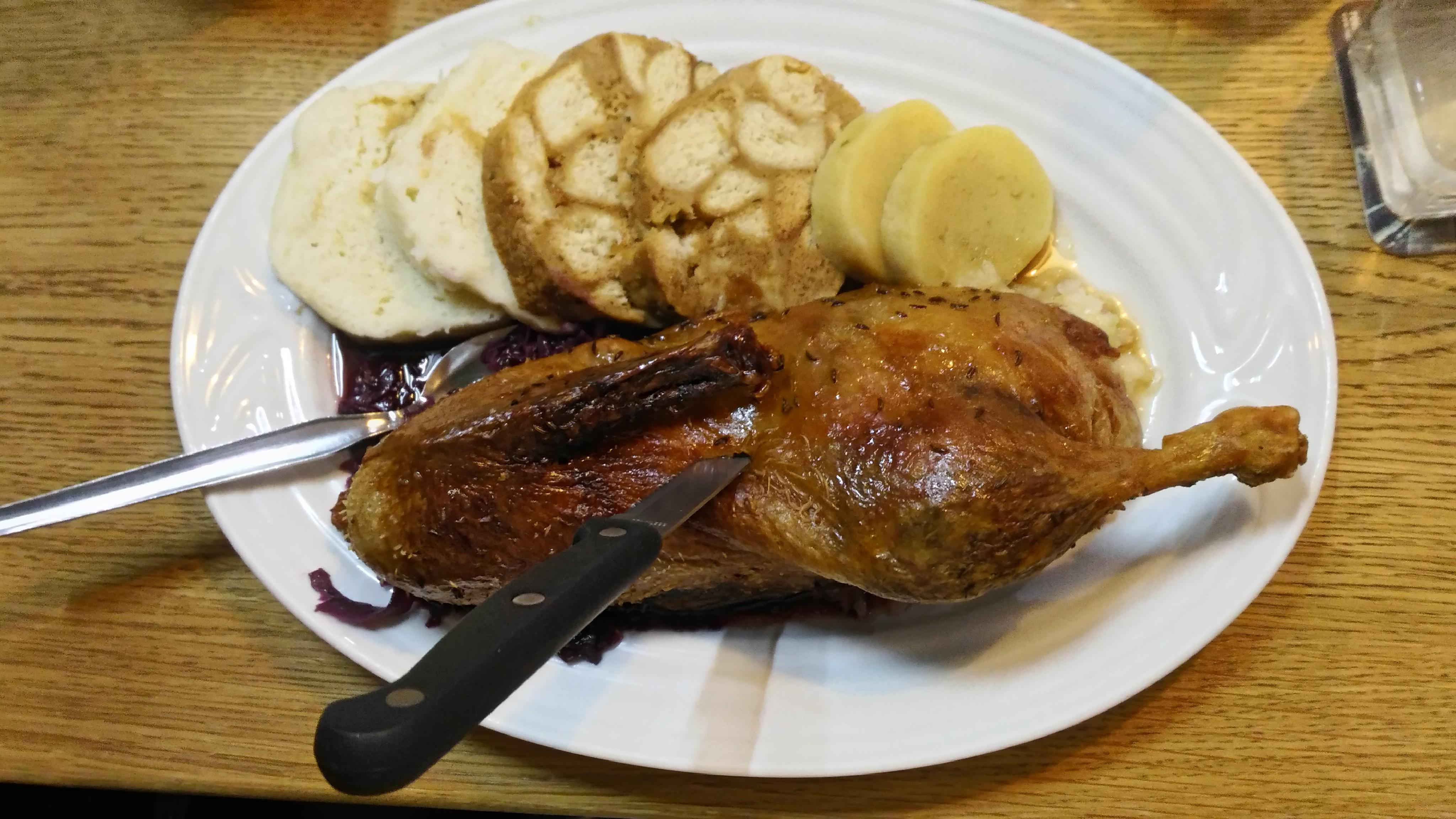 Light lunch for one in Prague, Czech Republic DuckCabbageDumplings