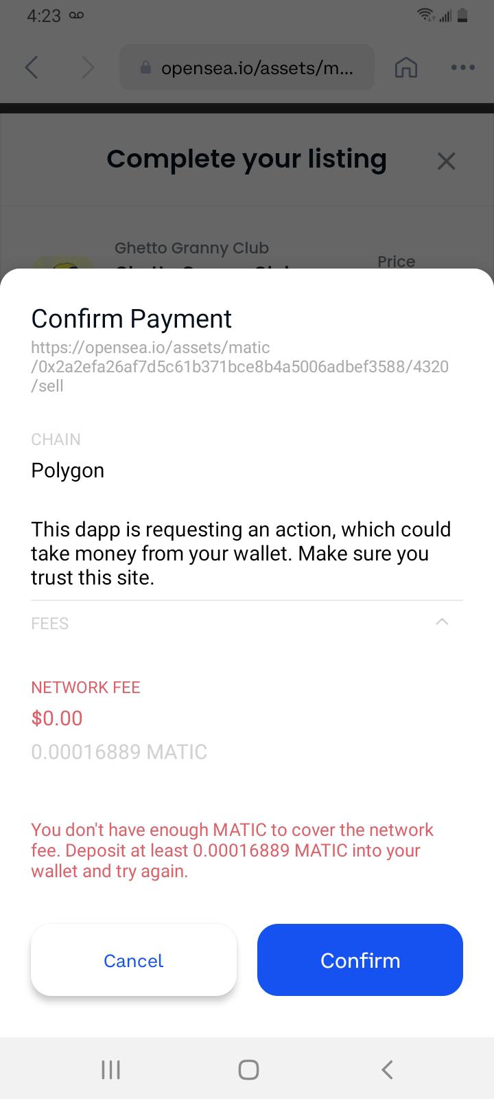 please some help why cant I sell my nft on open sea with