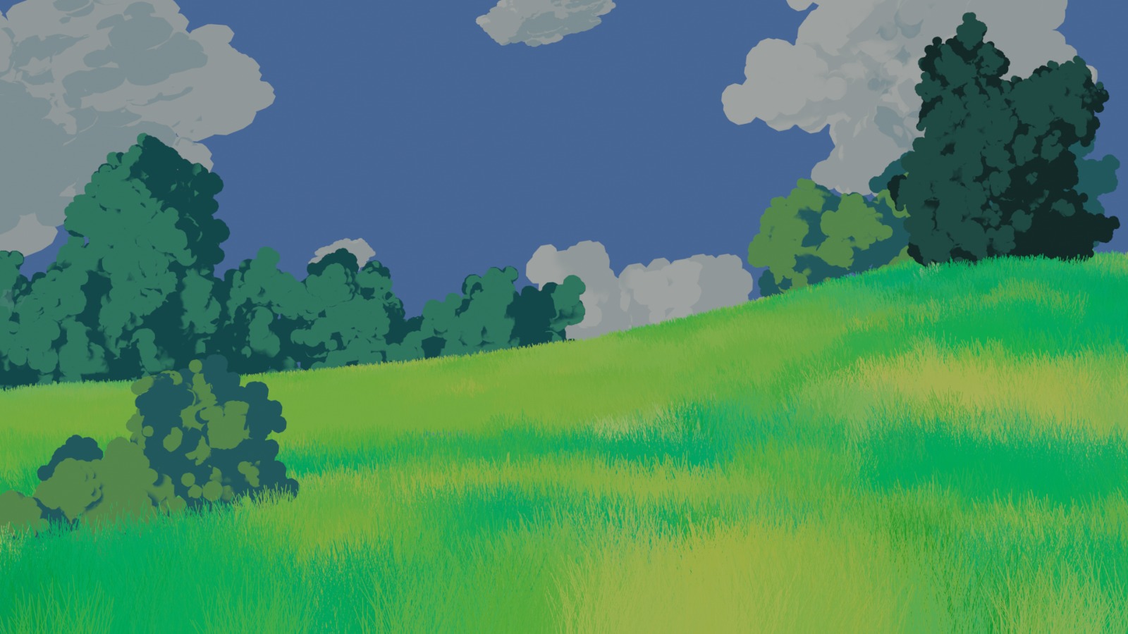 My first try at doing a scenery in Studio Ghibli style! r/blender