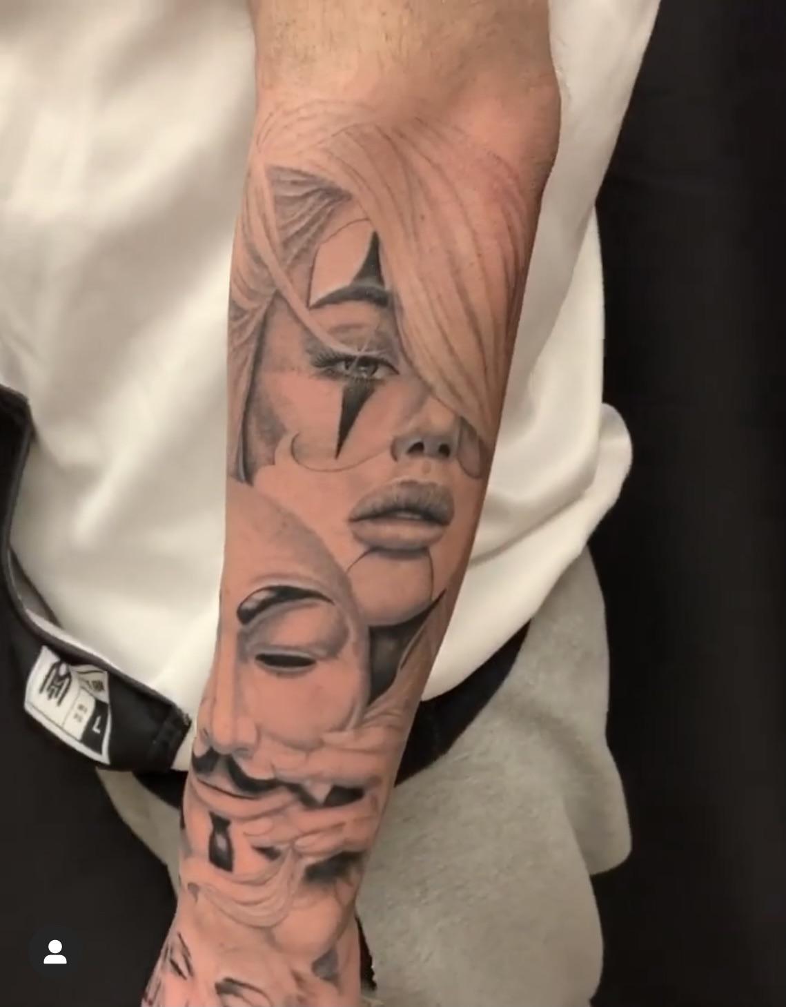 Plague Doctor, Marilyn Monroe, And Day Of The Dead Chick Holding Anonymous Mask Done By Kane @ Brass Rose Tattoo In Milford, Massachusetts : R/Tattoos 1459_x_1139_jpg