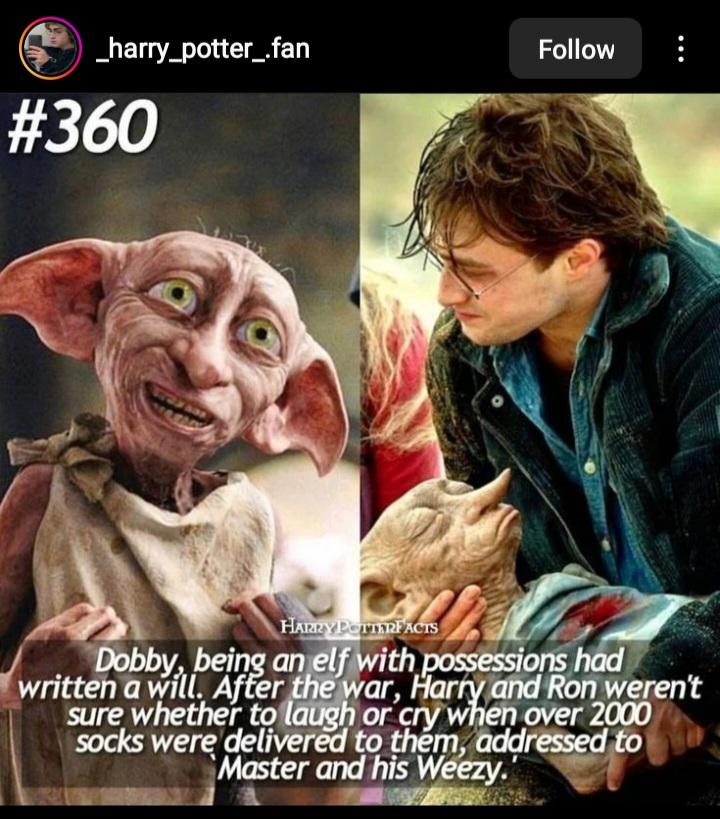 yet another reason to sob over Dobby's death r/harrypotter