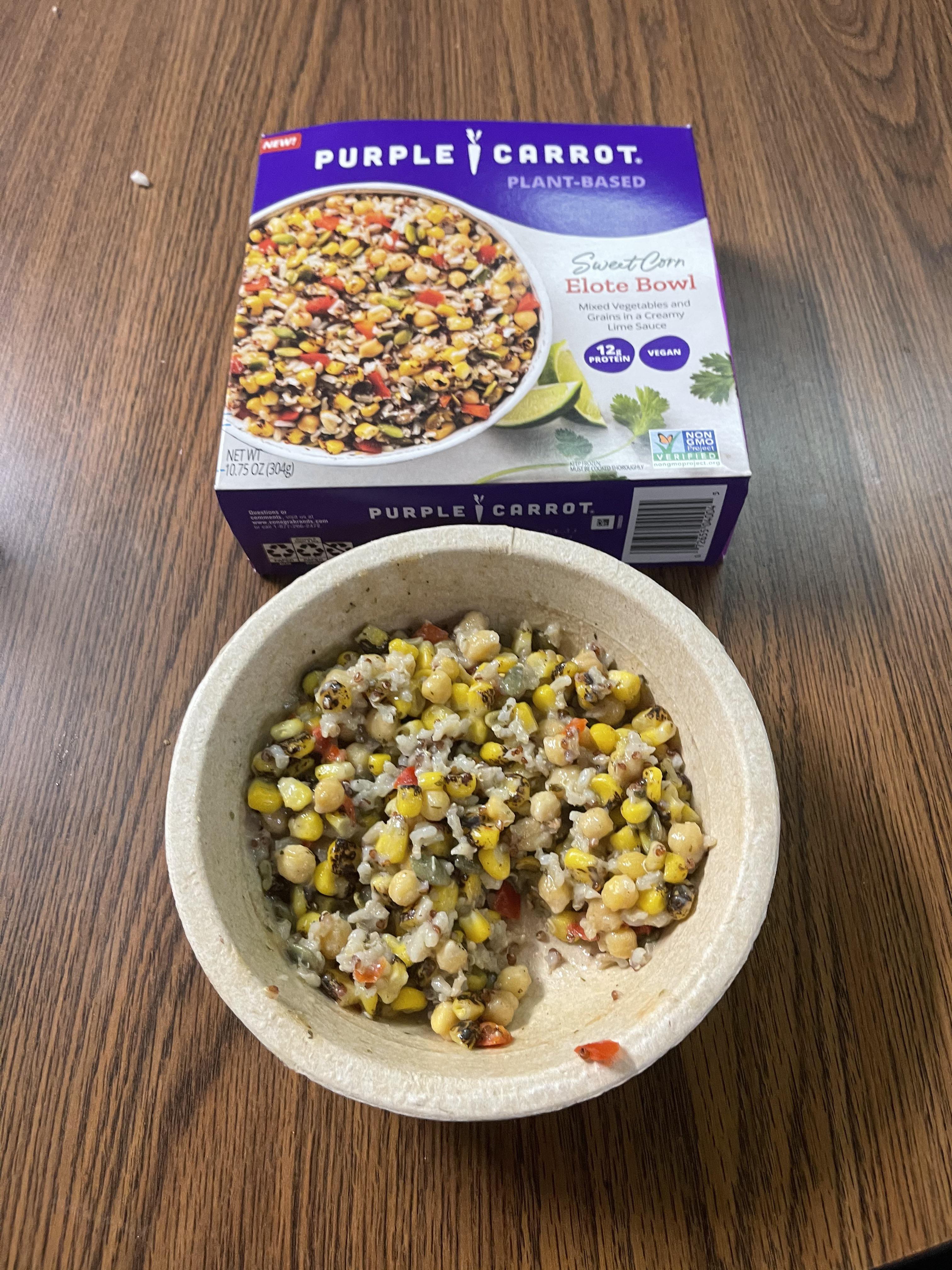 Purple Carrot Sweet Corn Elote Bowl. This looked like it would be so