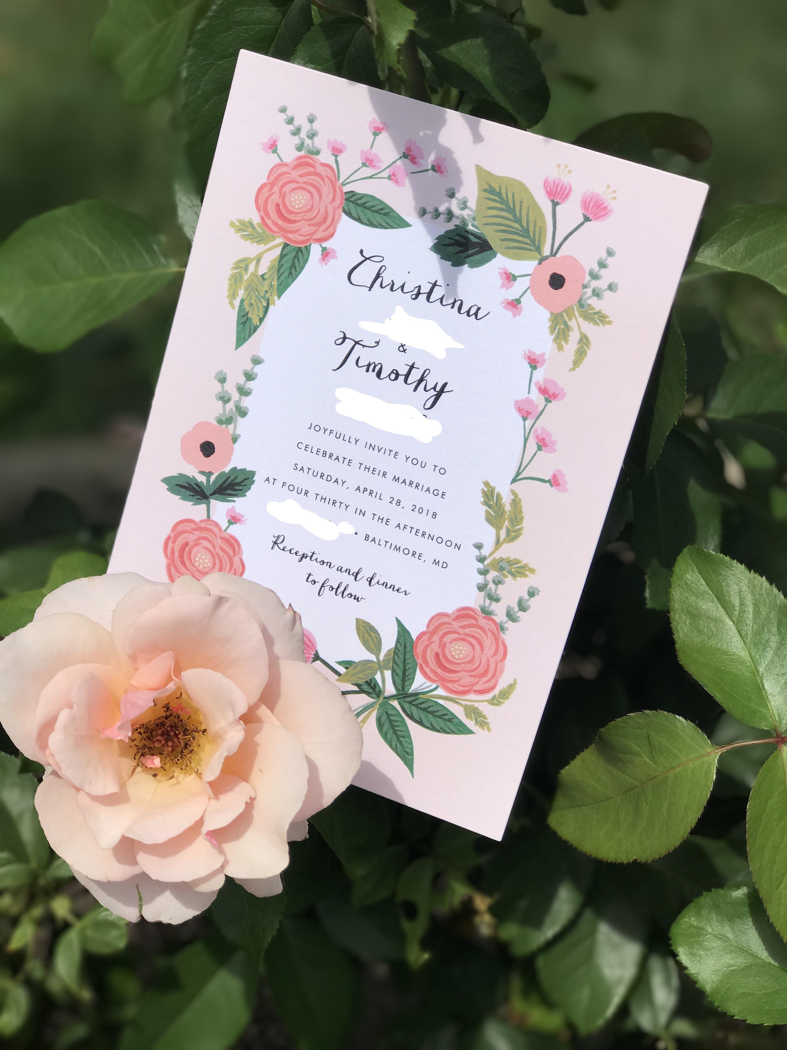 My invitations came today and my mom brought one to show me when we