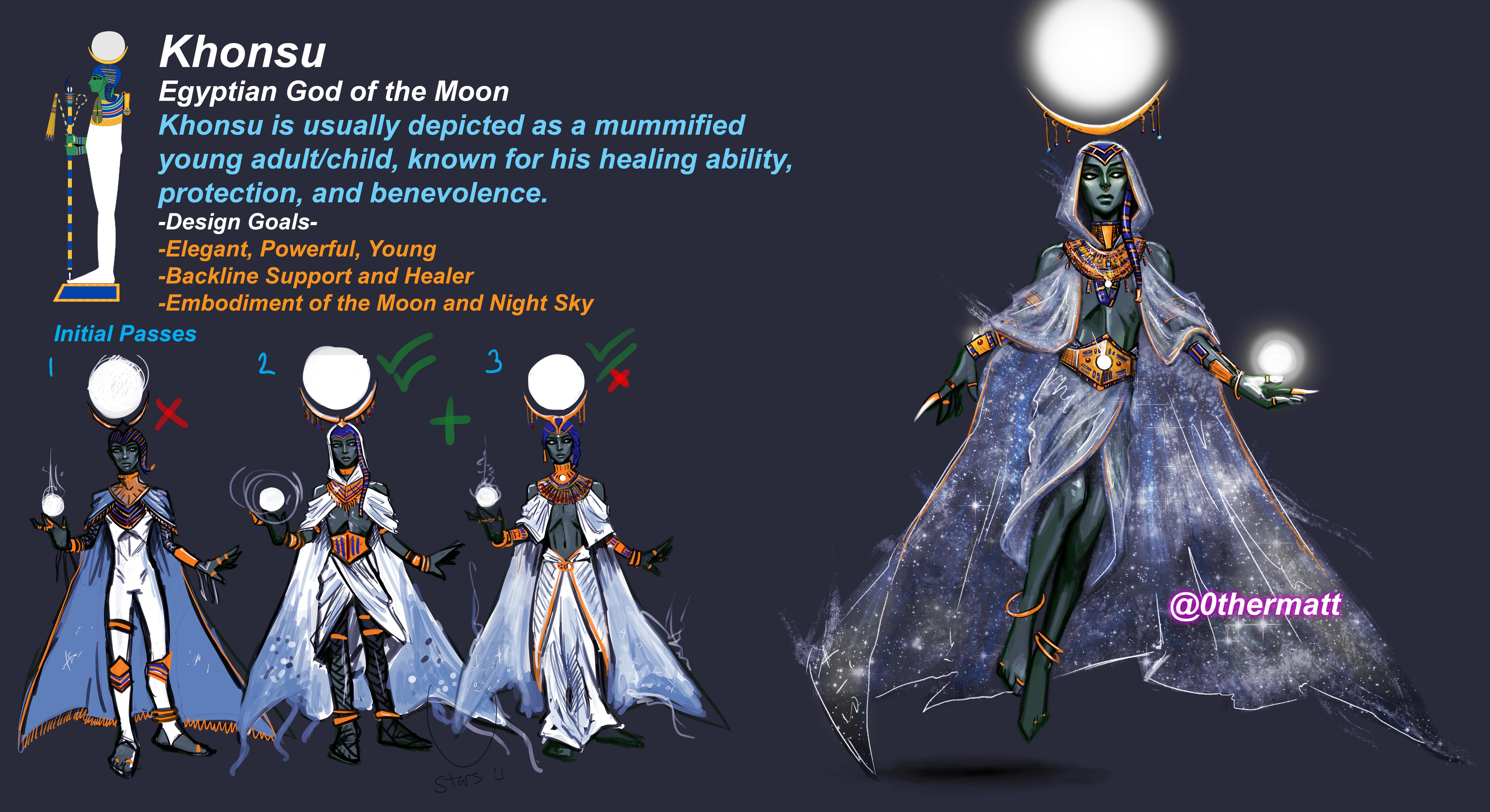 God Character Design Concept Khonsu, Egyptian God of the Moon (Support