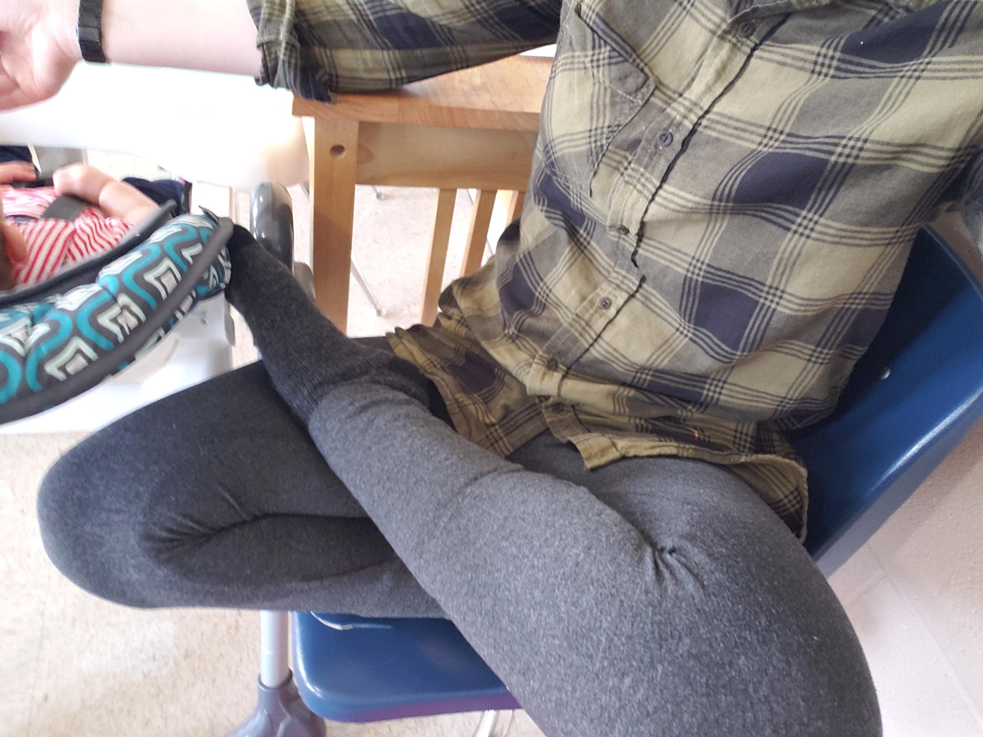 Finally found a comfortable way to sit in this plastic chair while