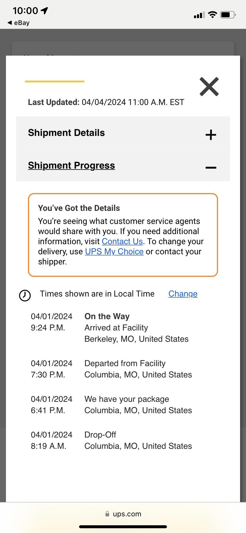 UPS Next Day Air Early stuck on “The delivery date will be provided as