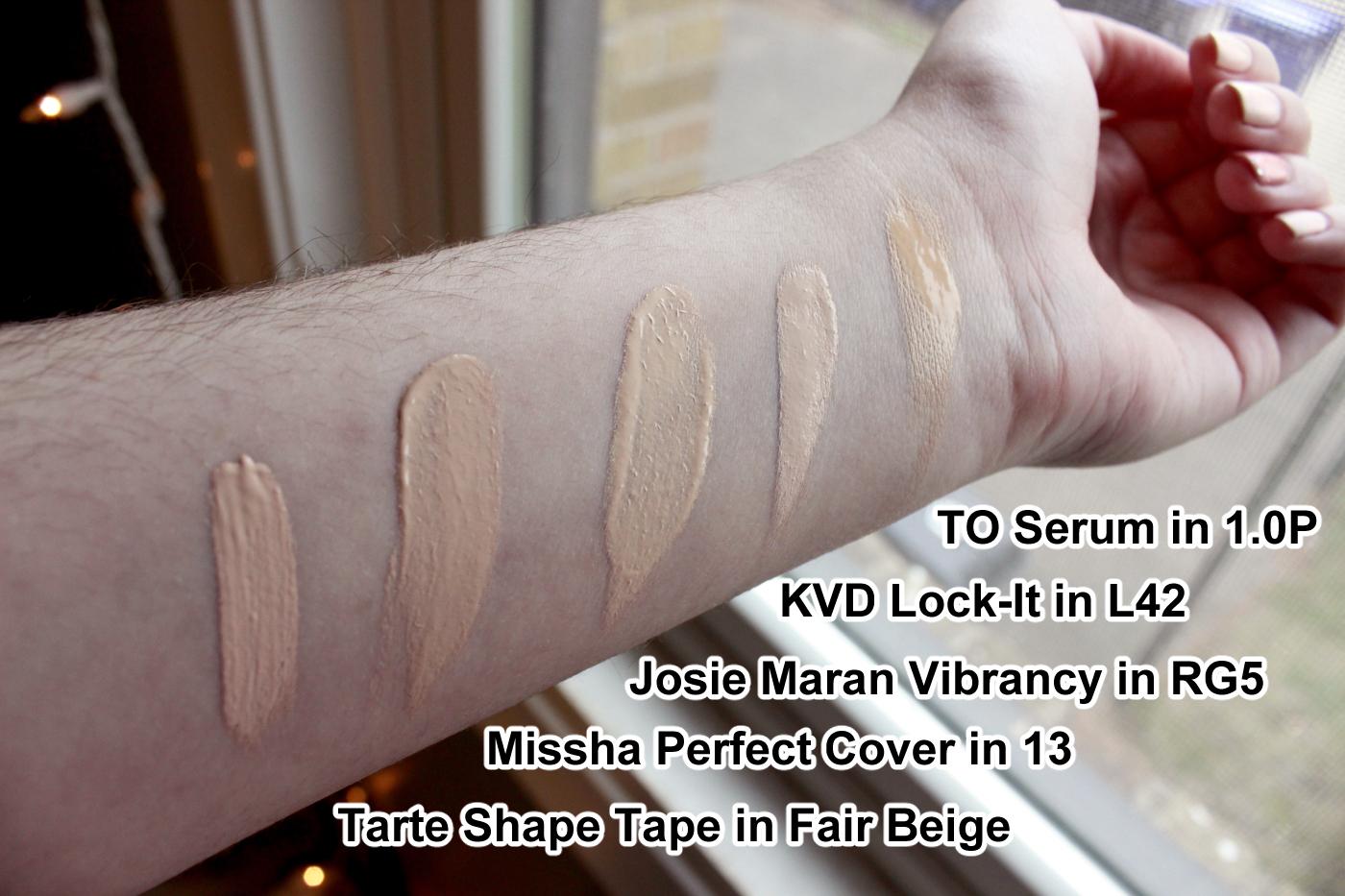 foundations + concealer swatches on cool pinktoned skin! (The Ordinary