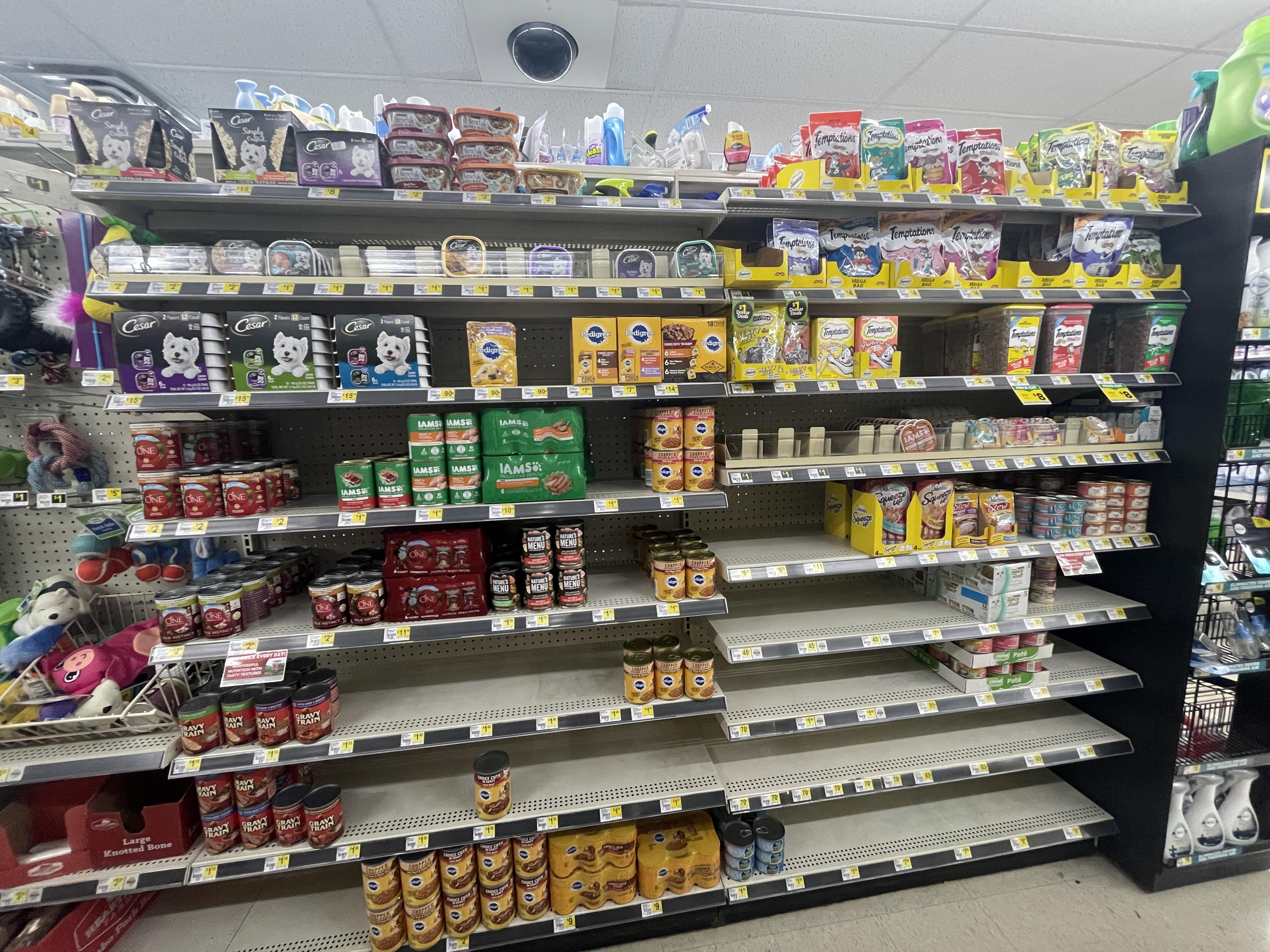 Finished doing Pet back stock, and this is all of the wet dog/cat food we have🥲 r/DollarGeneral