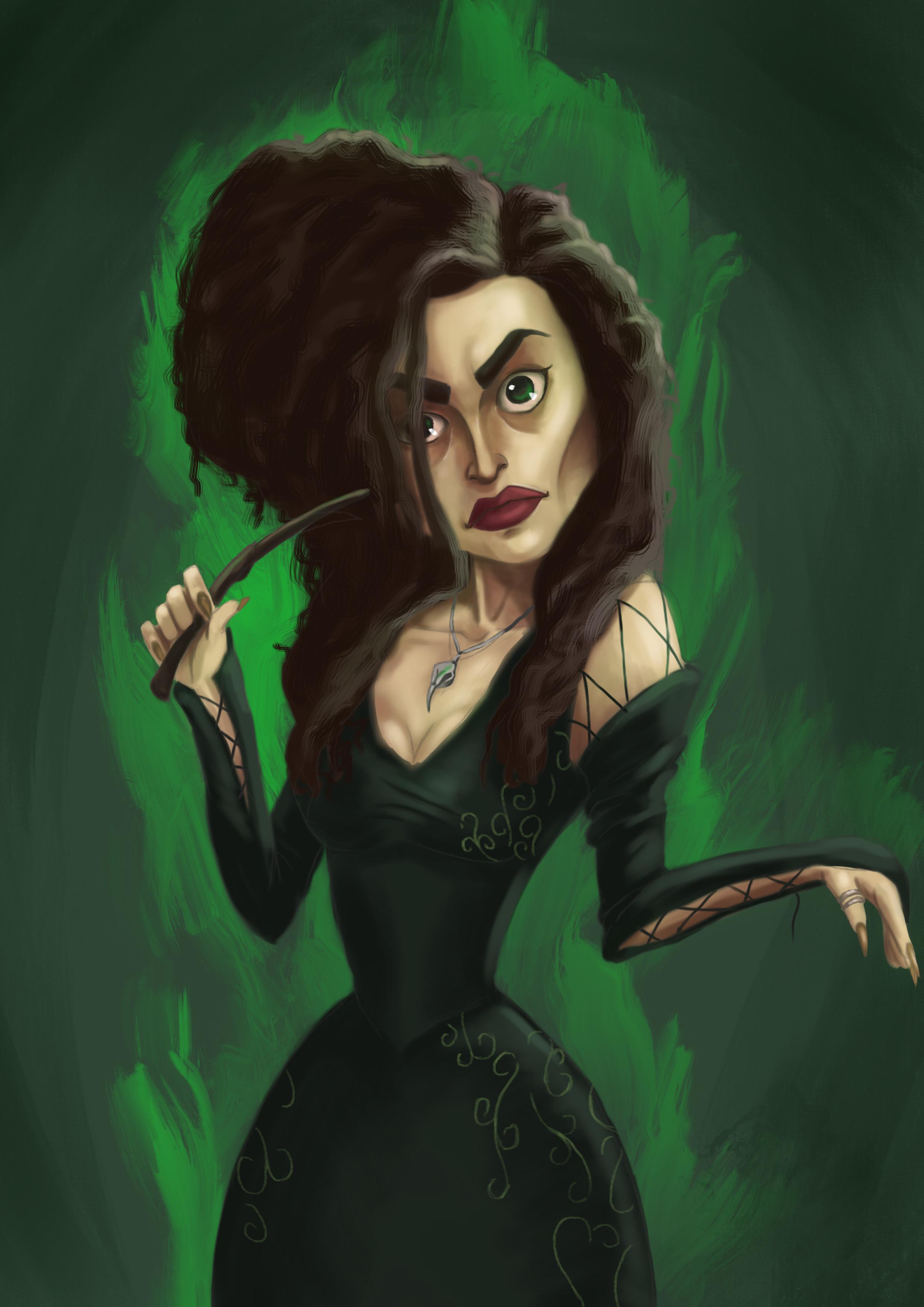 Bellatrix Lestrange by me, Procreate. Link to my instagram artpage in