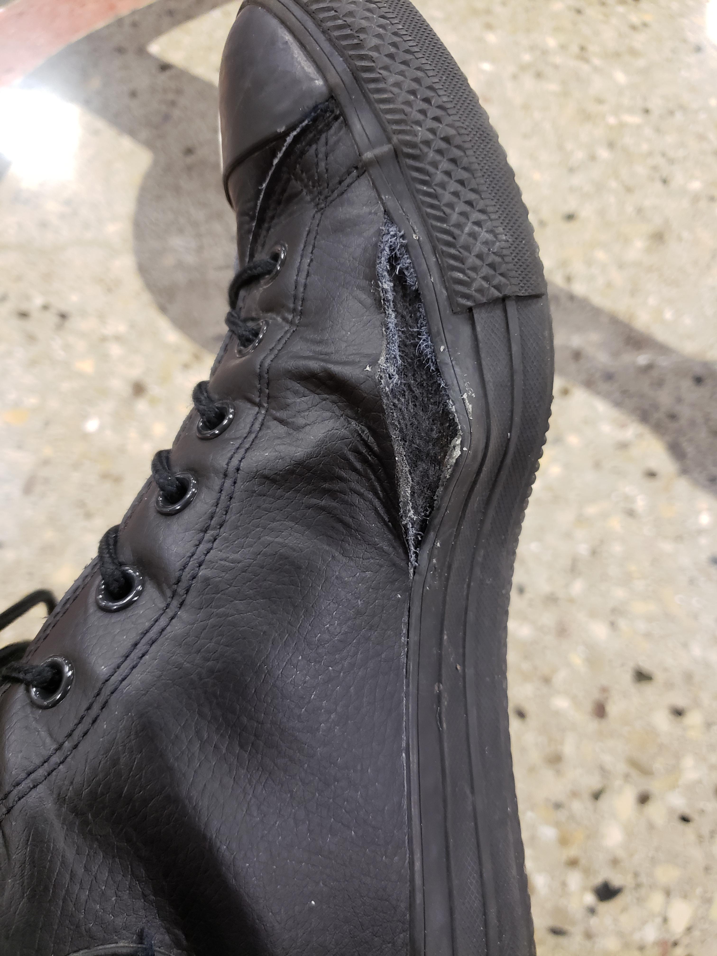 Rip in leather converse. Tried shoe goo didnt work. What would be