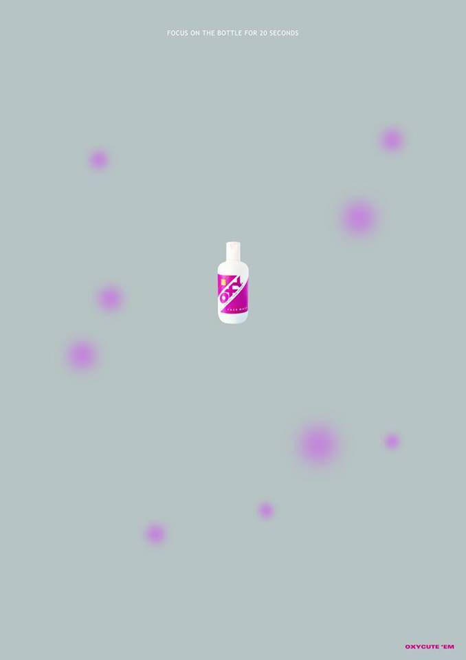Focus on the bottle for 20 seconds, and you will notice that the stains