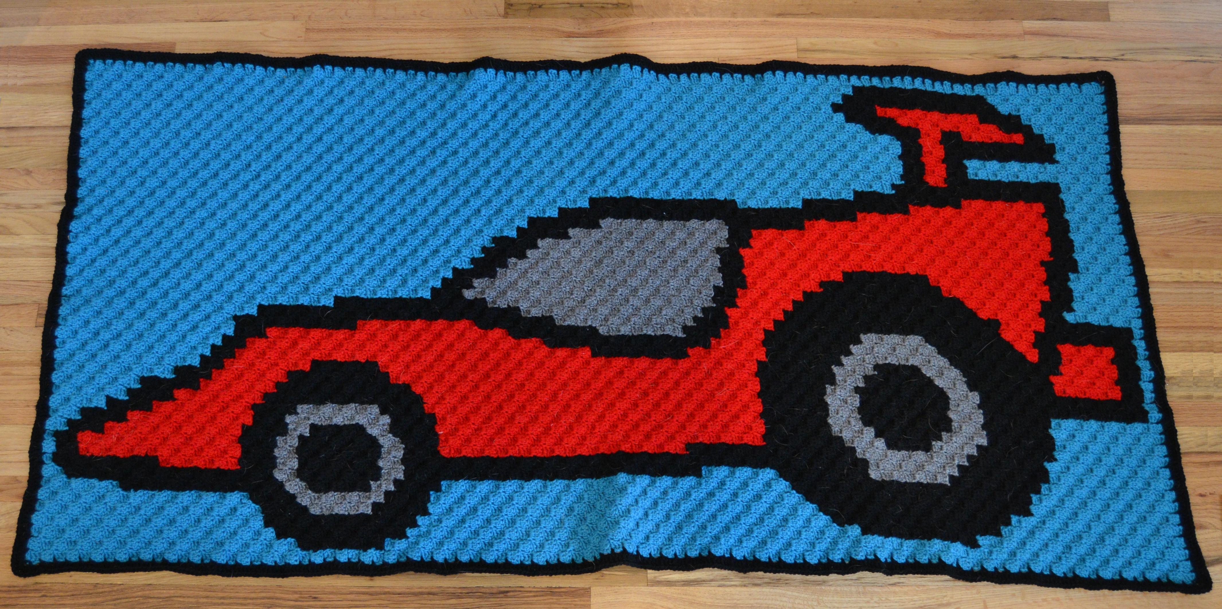 Racecar c2c blanket for my nephew. Finally finished! r/crochet