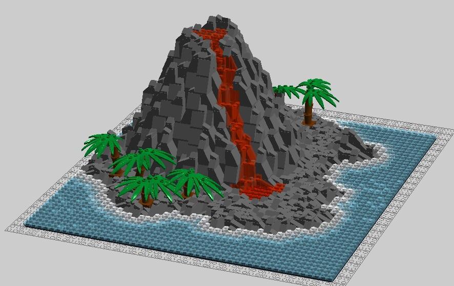 LEGO volcano I designed on LDD r/lego