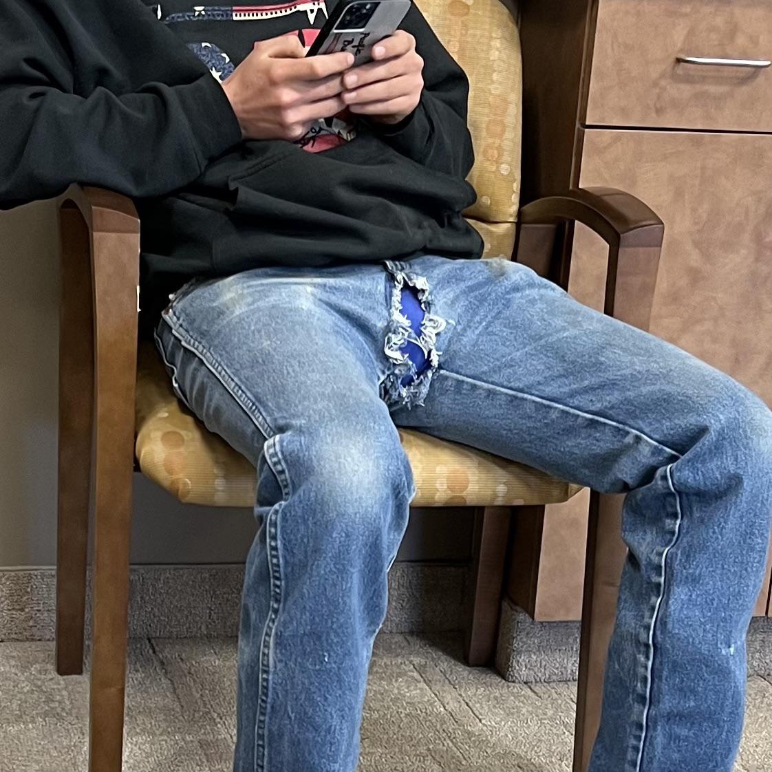 Crotchless jeans in public r/trashy