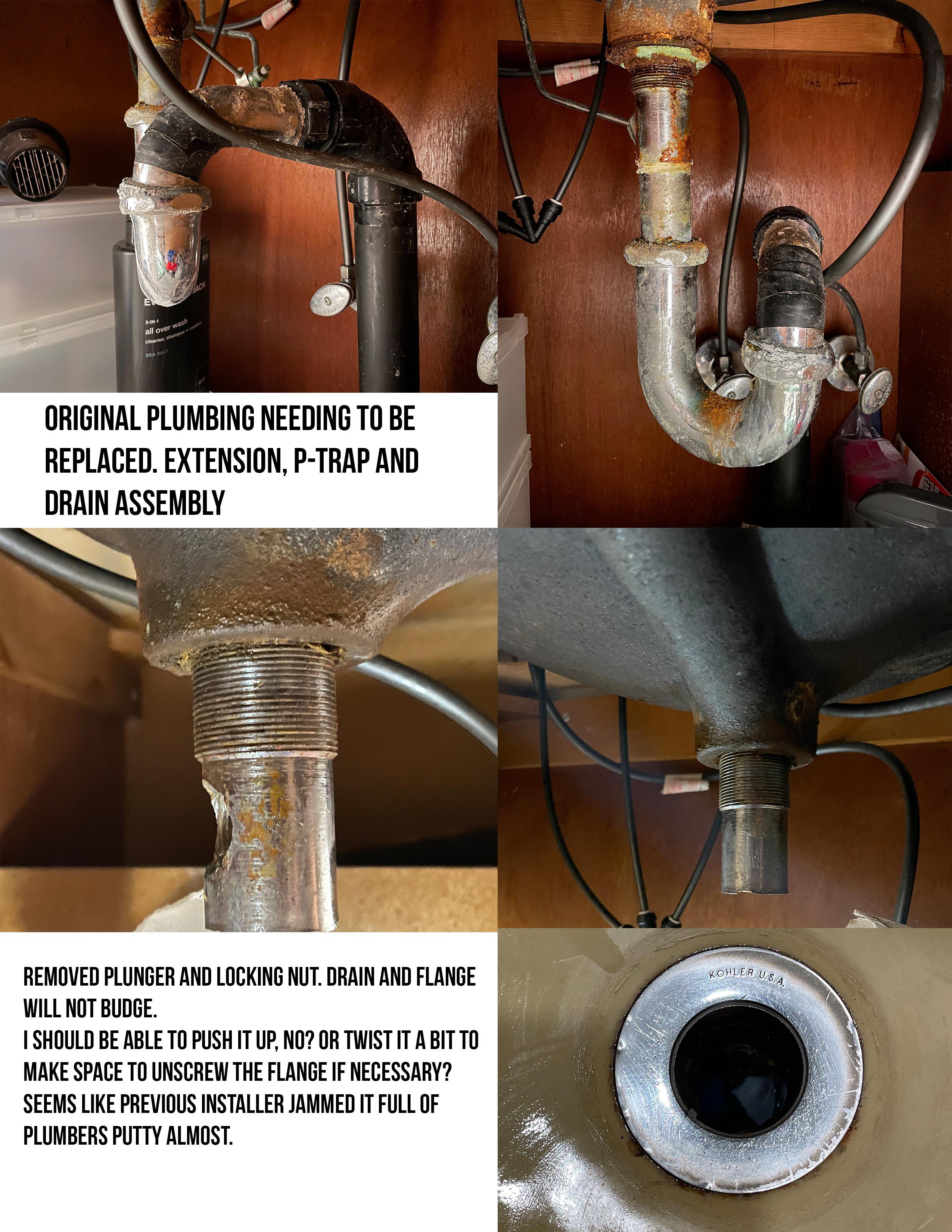 Had to replace plumbing under bathroom sink. Drain assembly will not