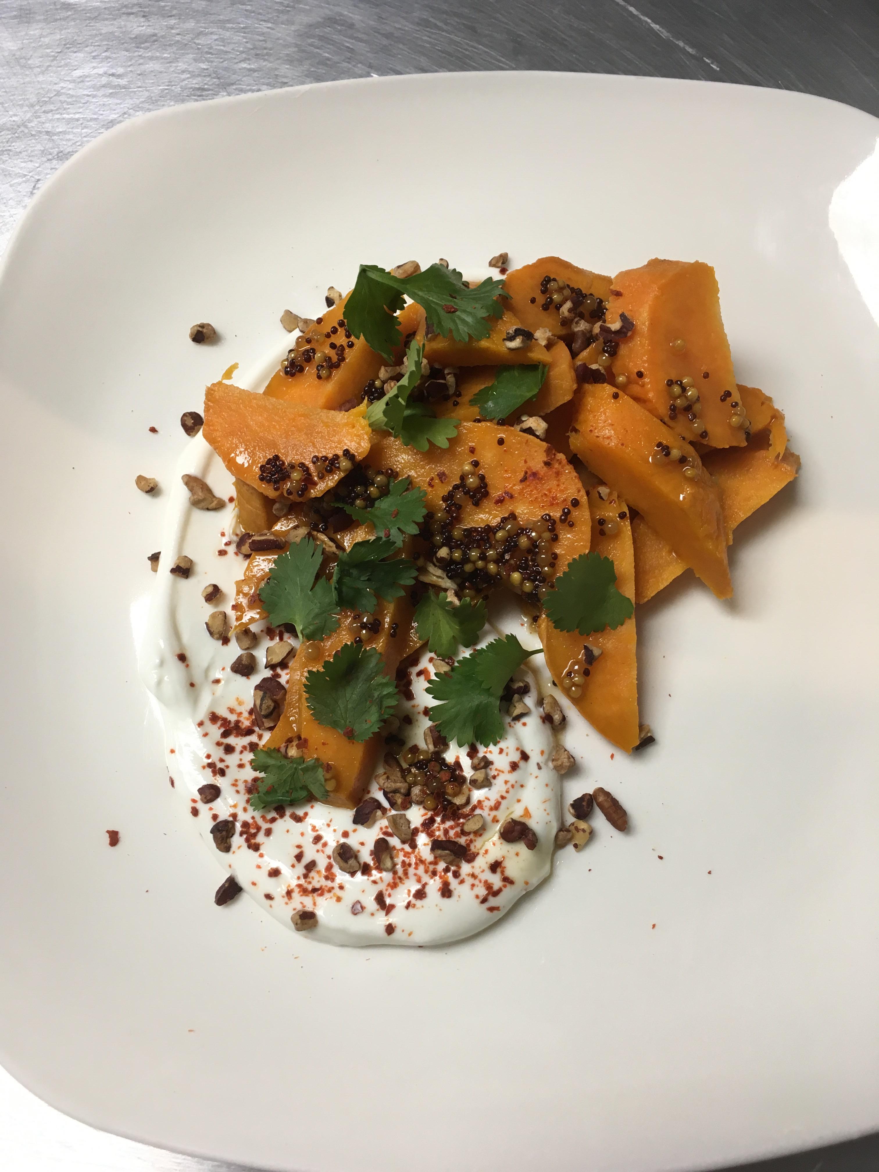 [Pro/Chef] Yams, Pickled Mustard Seeds, Smoked Yogurt r/food