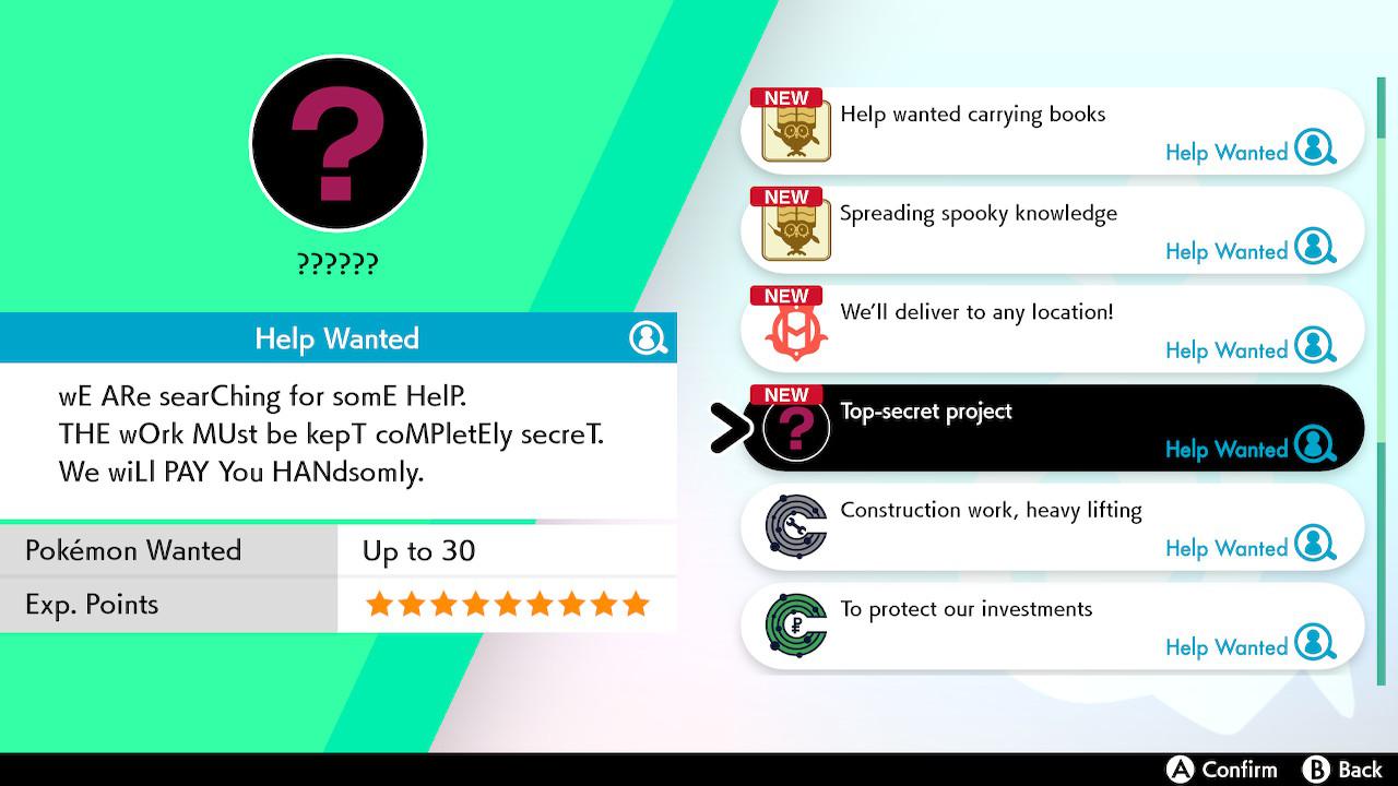 I was playing Sword and looked at the jobs to see if I had any Pokemon