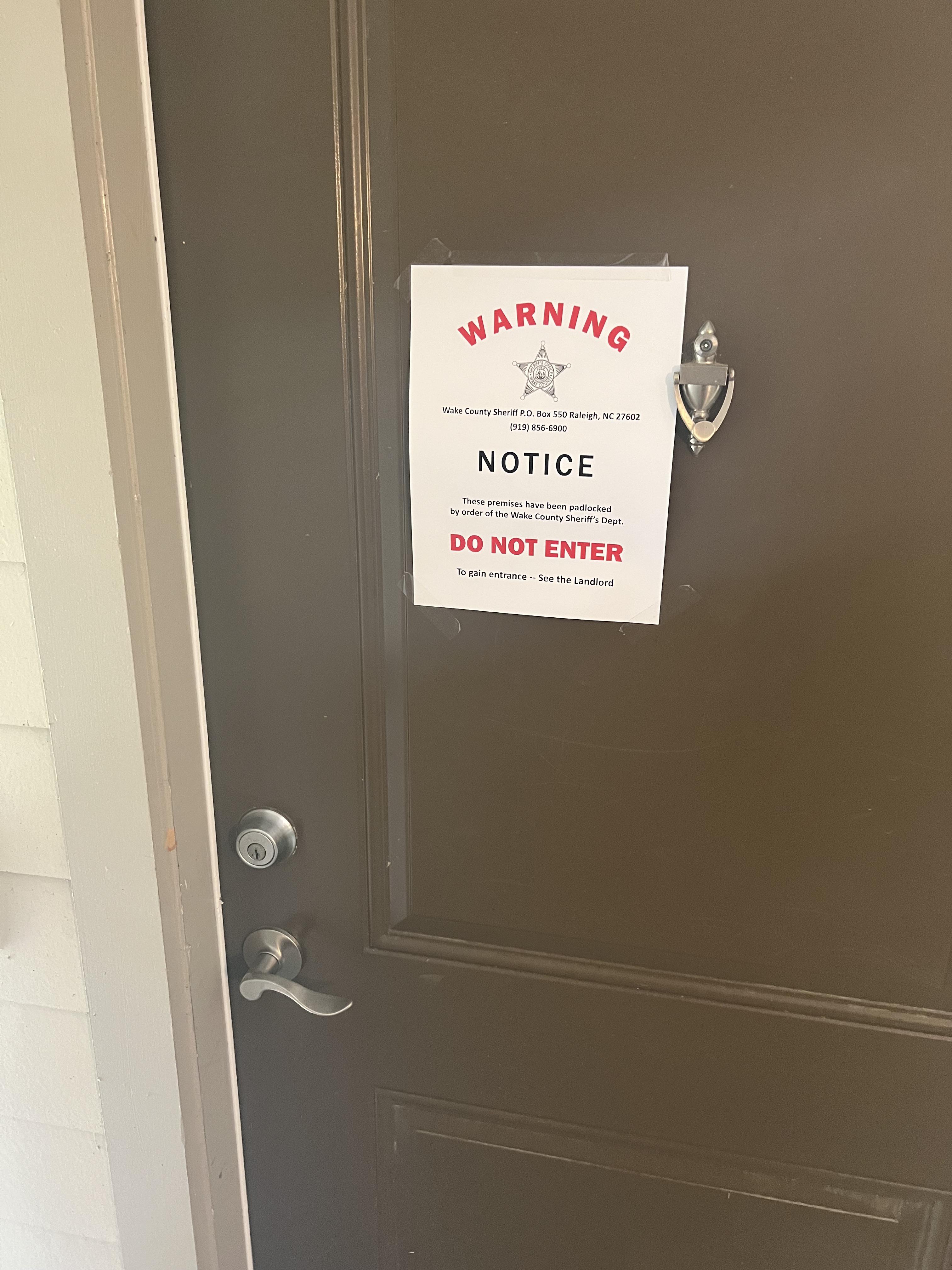 Any thoughts on why this sheriff’s office notice is on the door of the