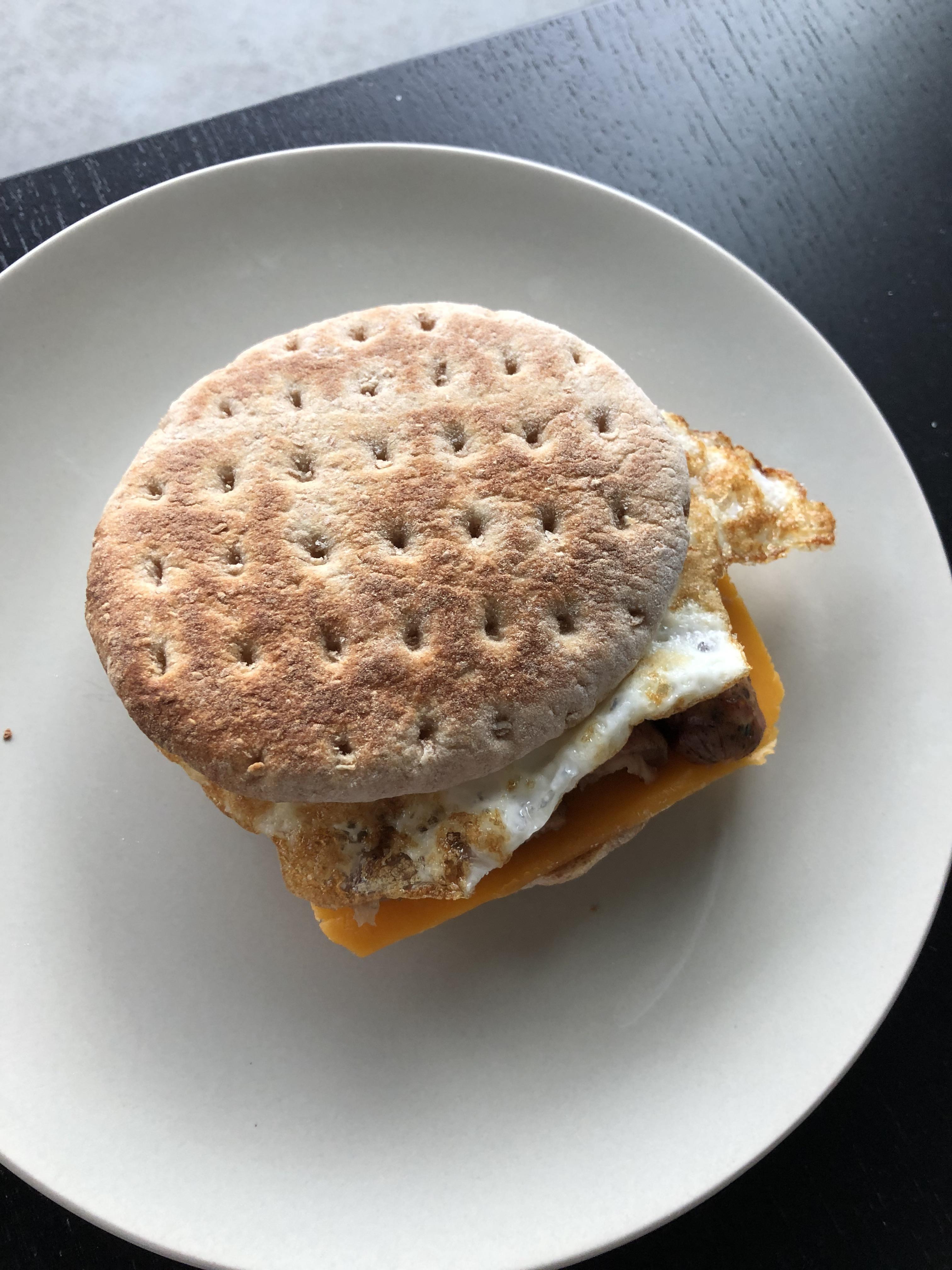 332 cal sausage breakfast sandwich r/1200isplenty