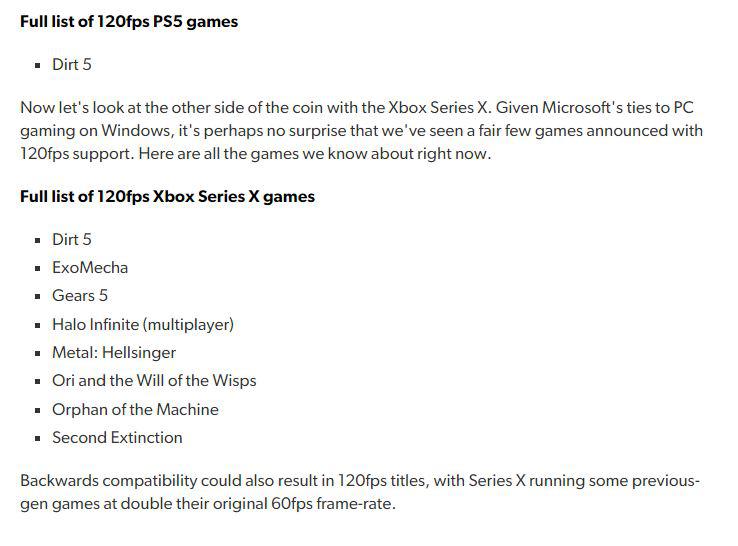 Digital Foundry All PS5 and Xbox Series X games that support 120fps
