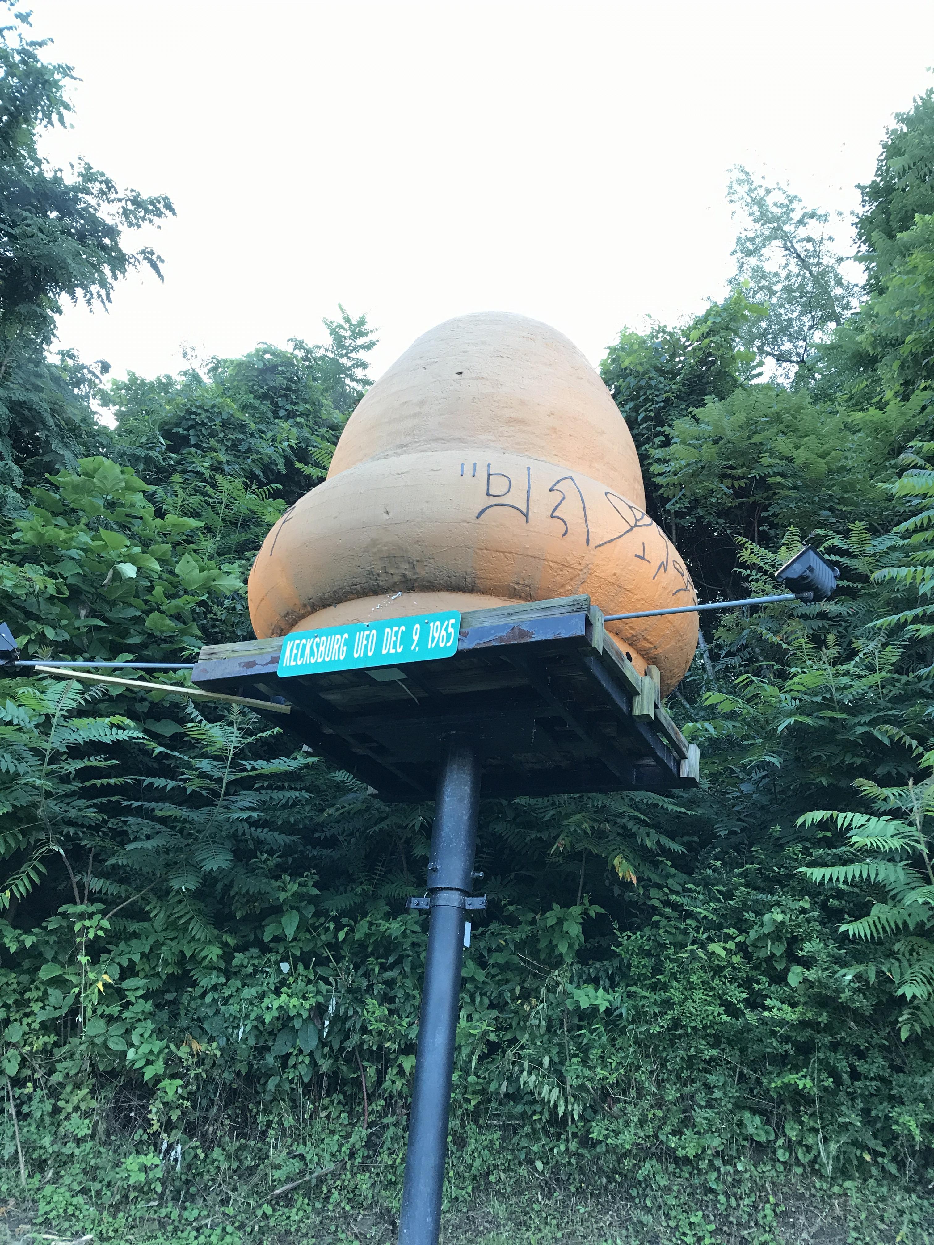 This is the monument and supposed exact replica of the Kecksburg PA UFO