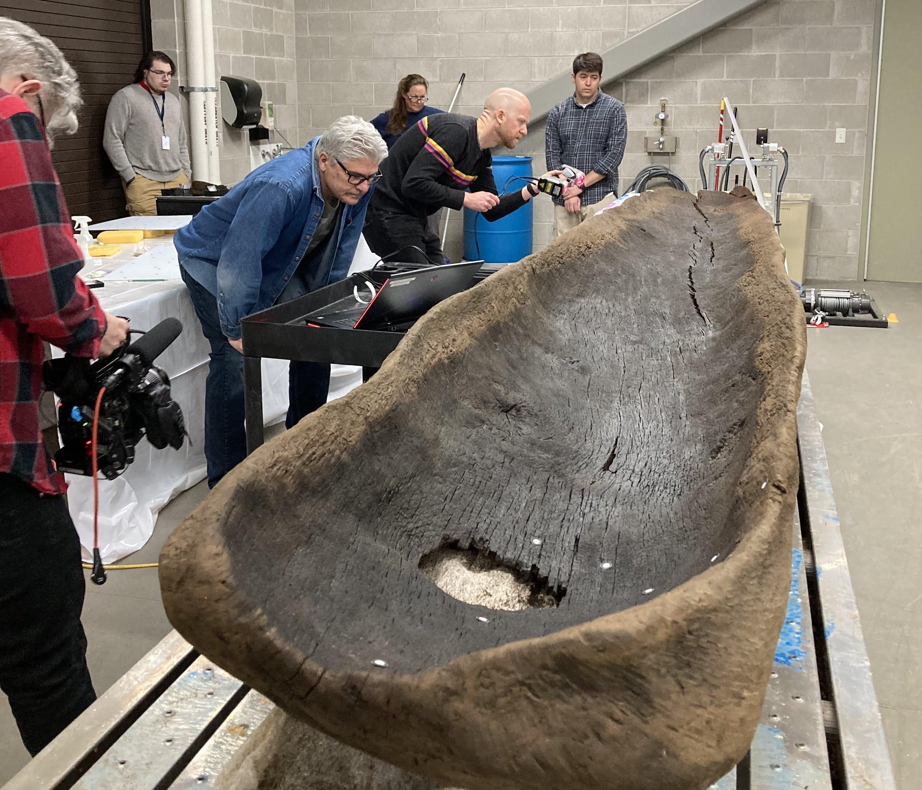 A 15footlong dugout canoe discovered last fall in Wisconsin's Lake