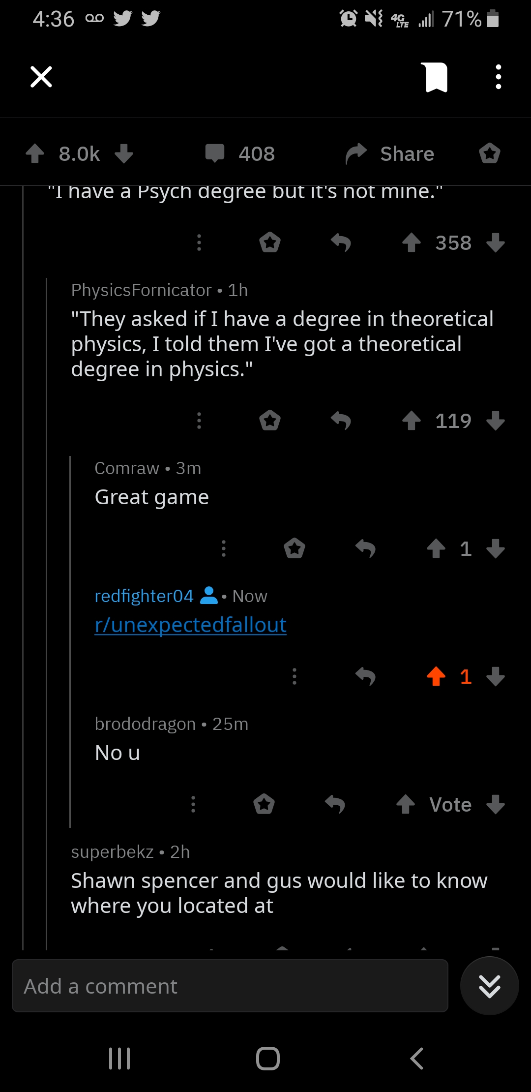 Theoretical degrees unexpectedfallout