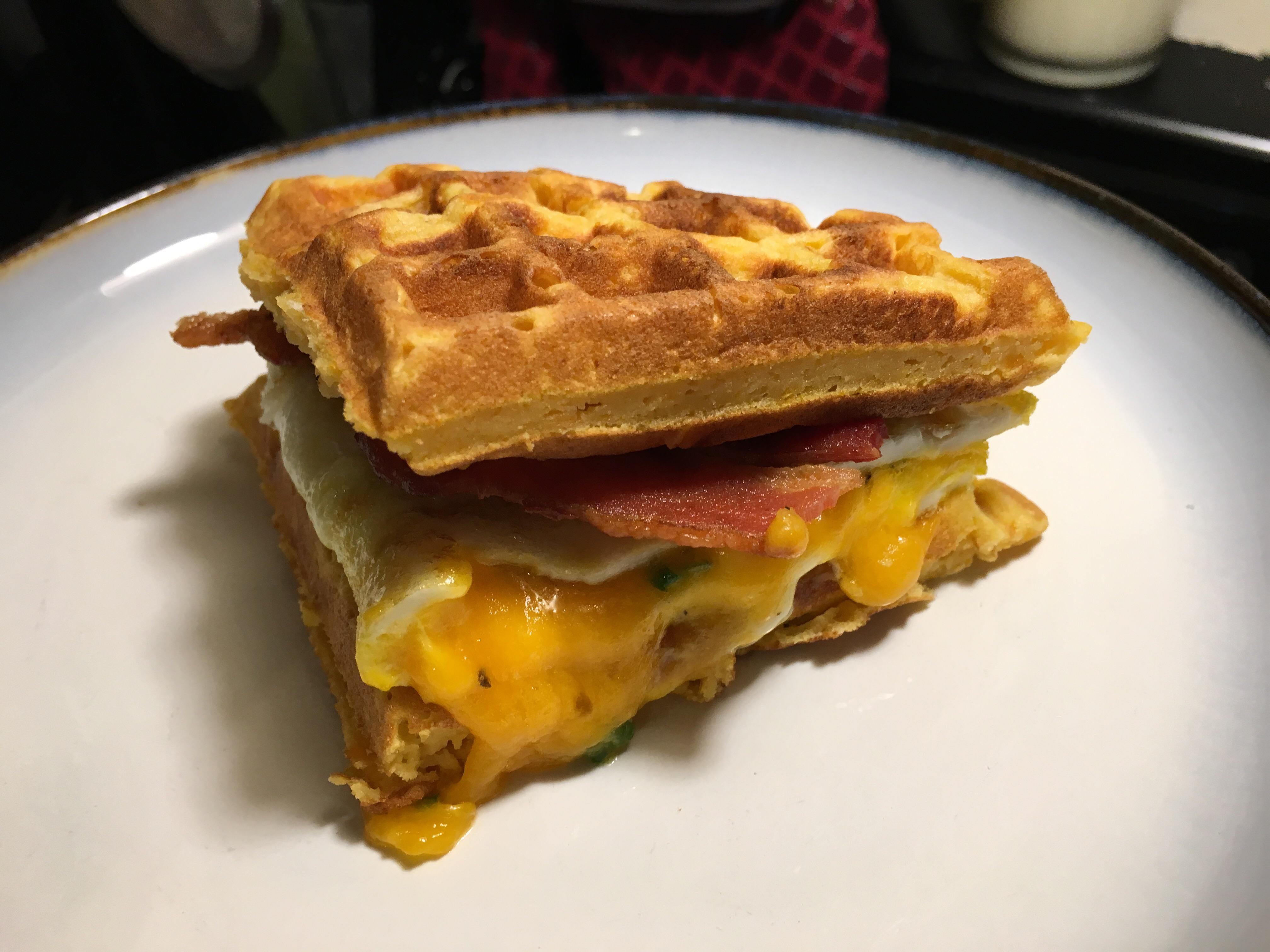 [Homemade] Sweet Potato Waffle Breakfast Sandwich r/food