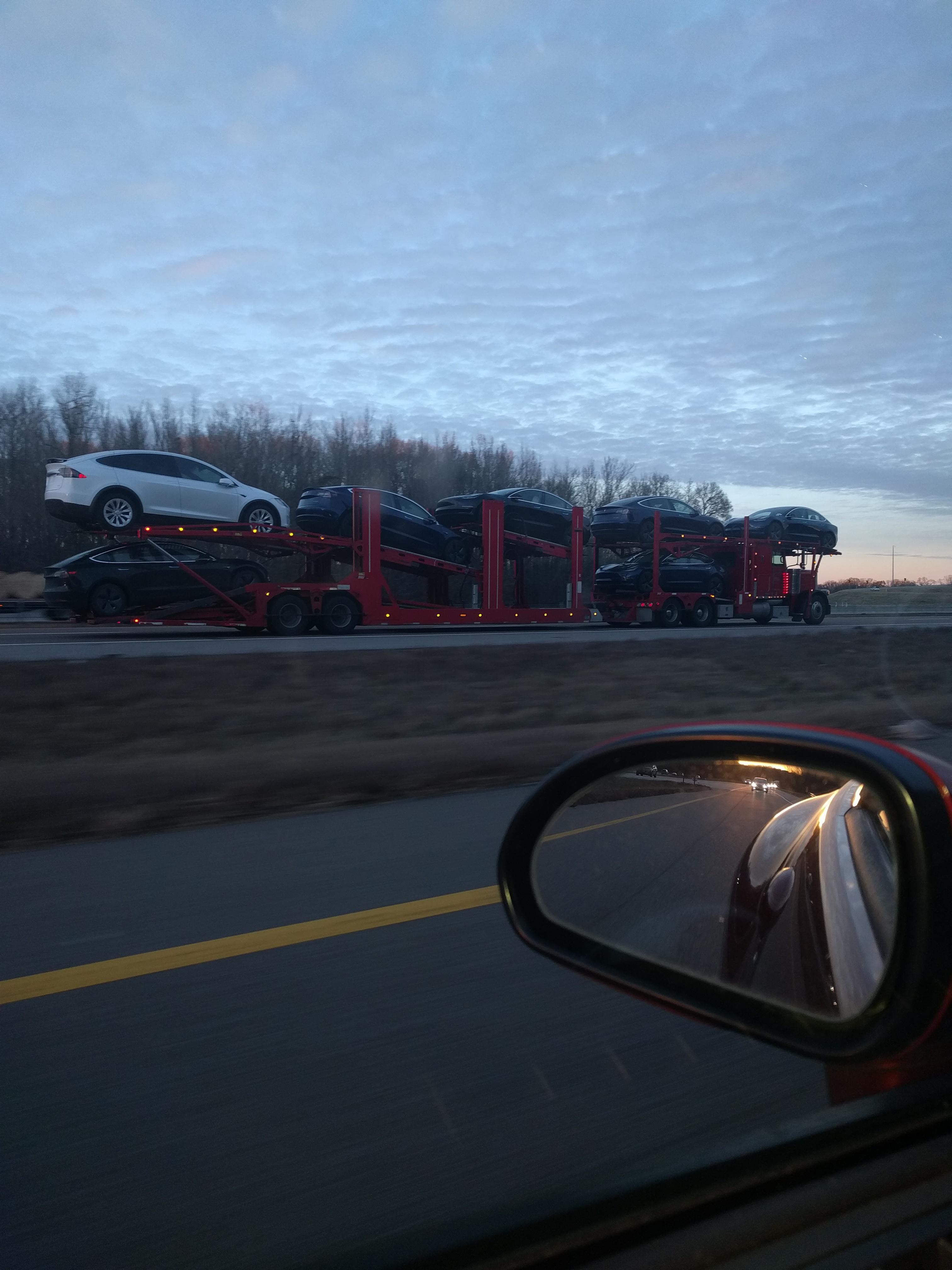 Drove by a truck full of Telsas today. (We don't have a local Tesla dealer in Memphis) r
