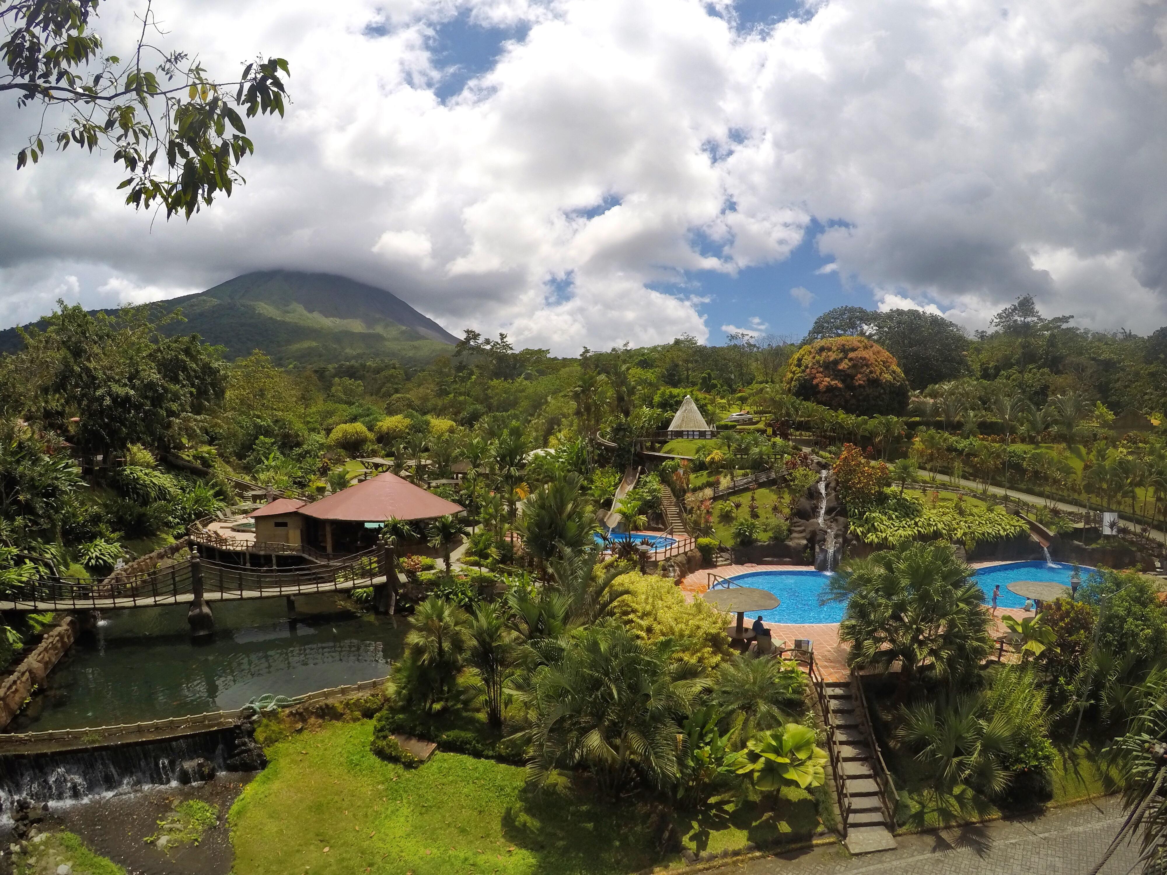 Zip lining over the hot springs of Arenal volcano in Costa Rica 🇨🇷 r