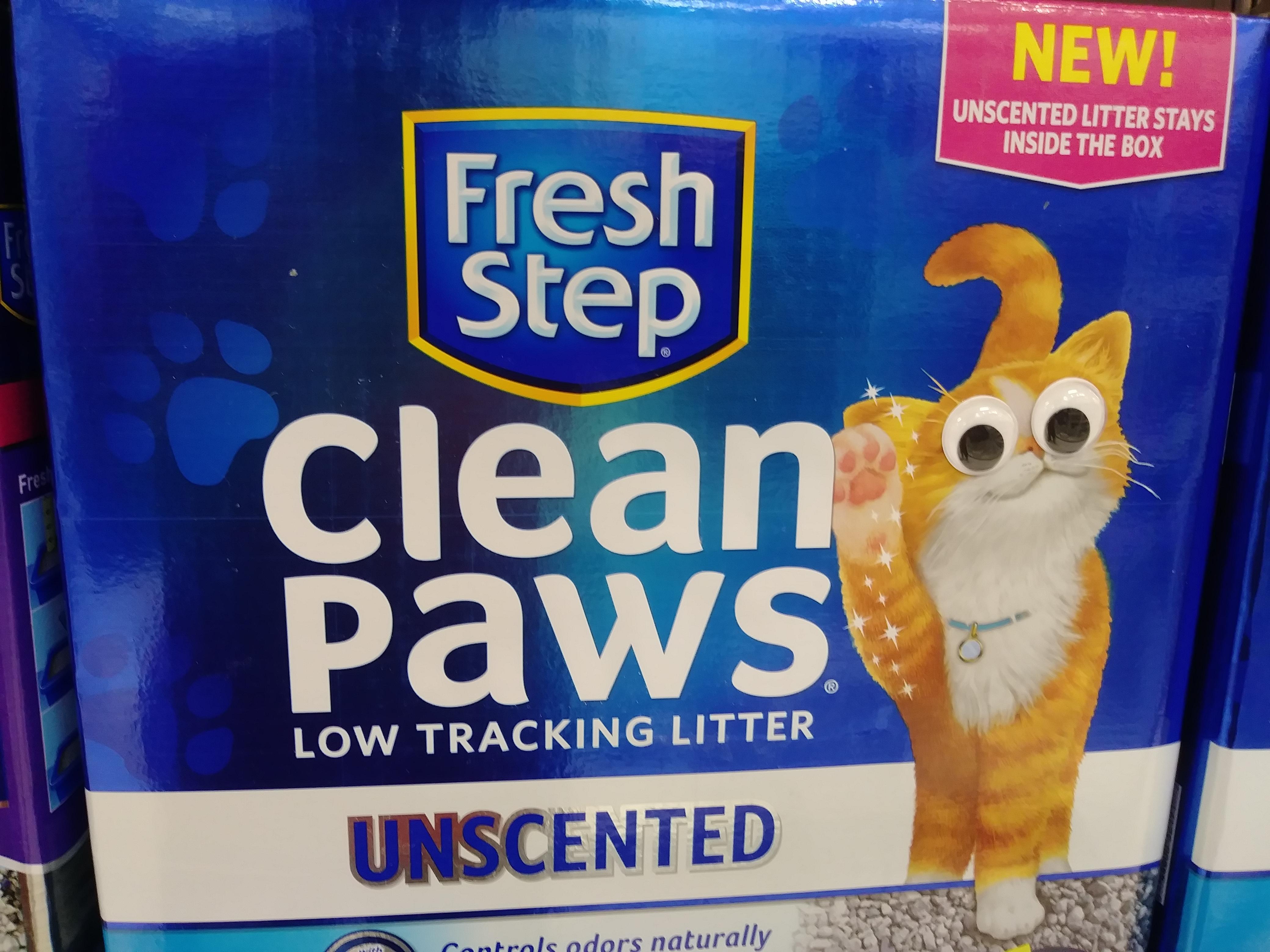 Someone was putting googly eyes on the cat litter and it made my day