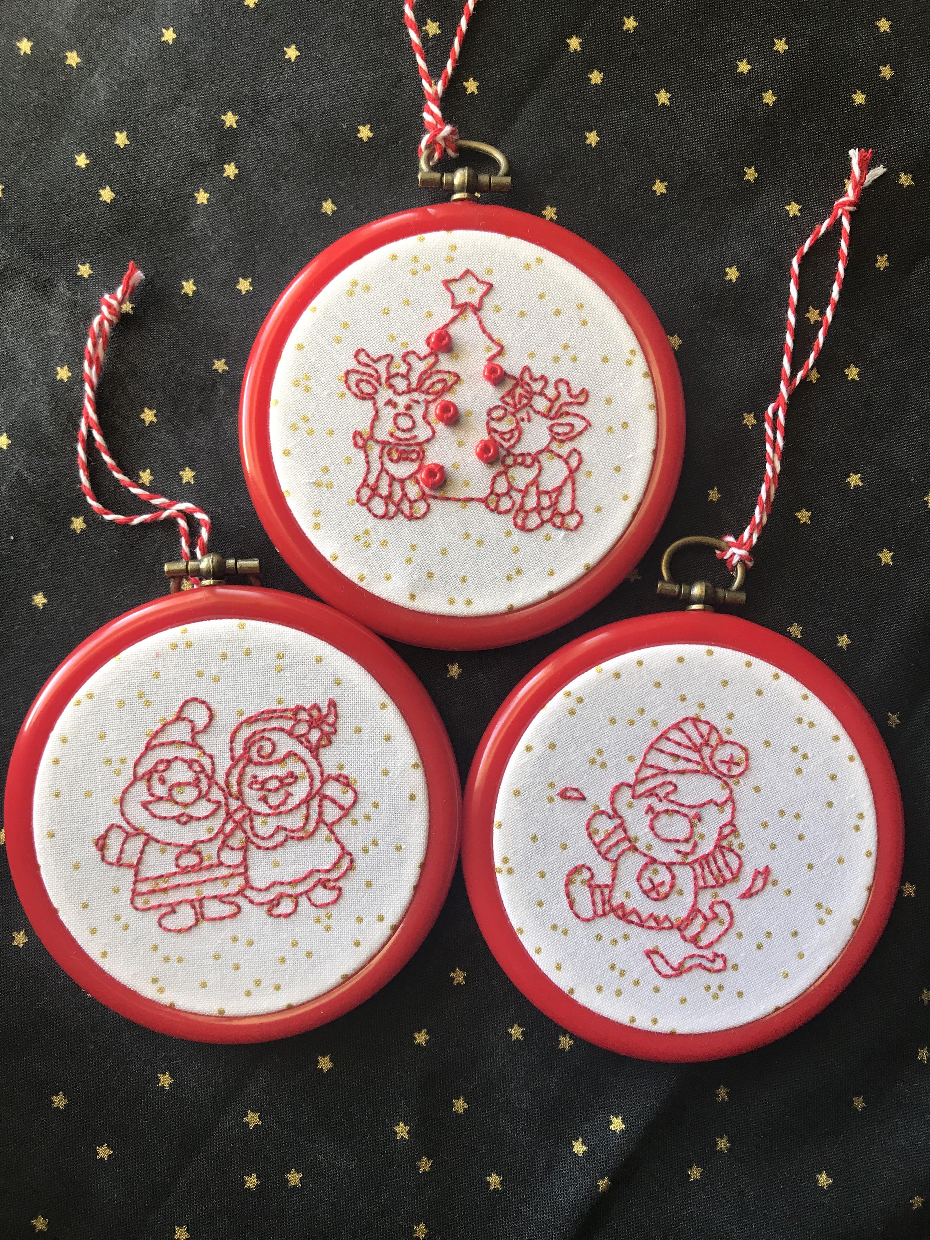 Christmas embroidery ornaments. r/crafts