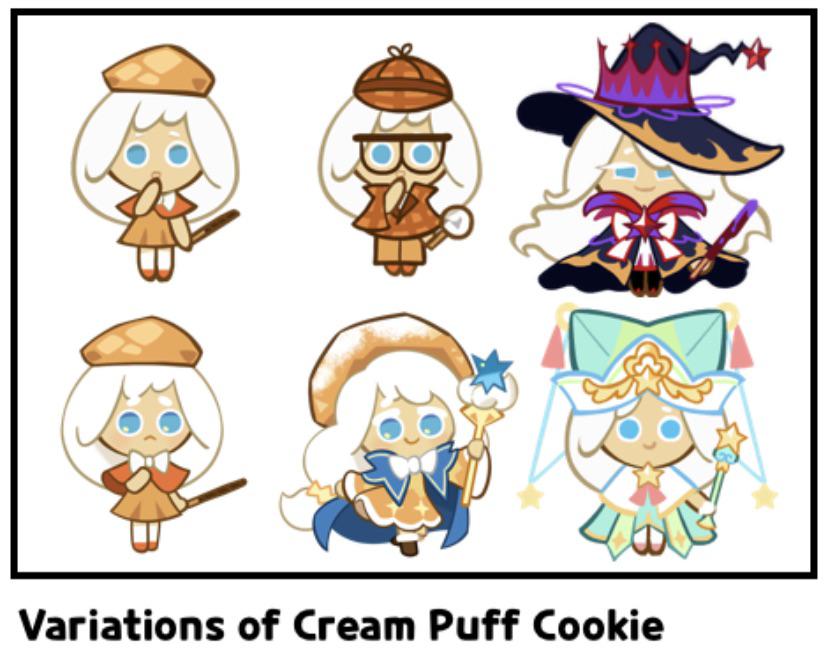 Variations of Cream Puff Cookie r/Cookierun